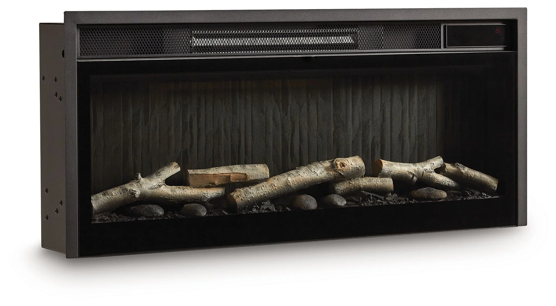 Entertainment Accessories - Fireplace Insert With Faux Birch Log Set - Black