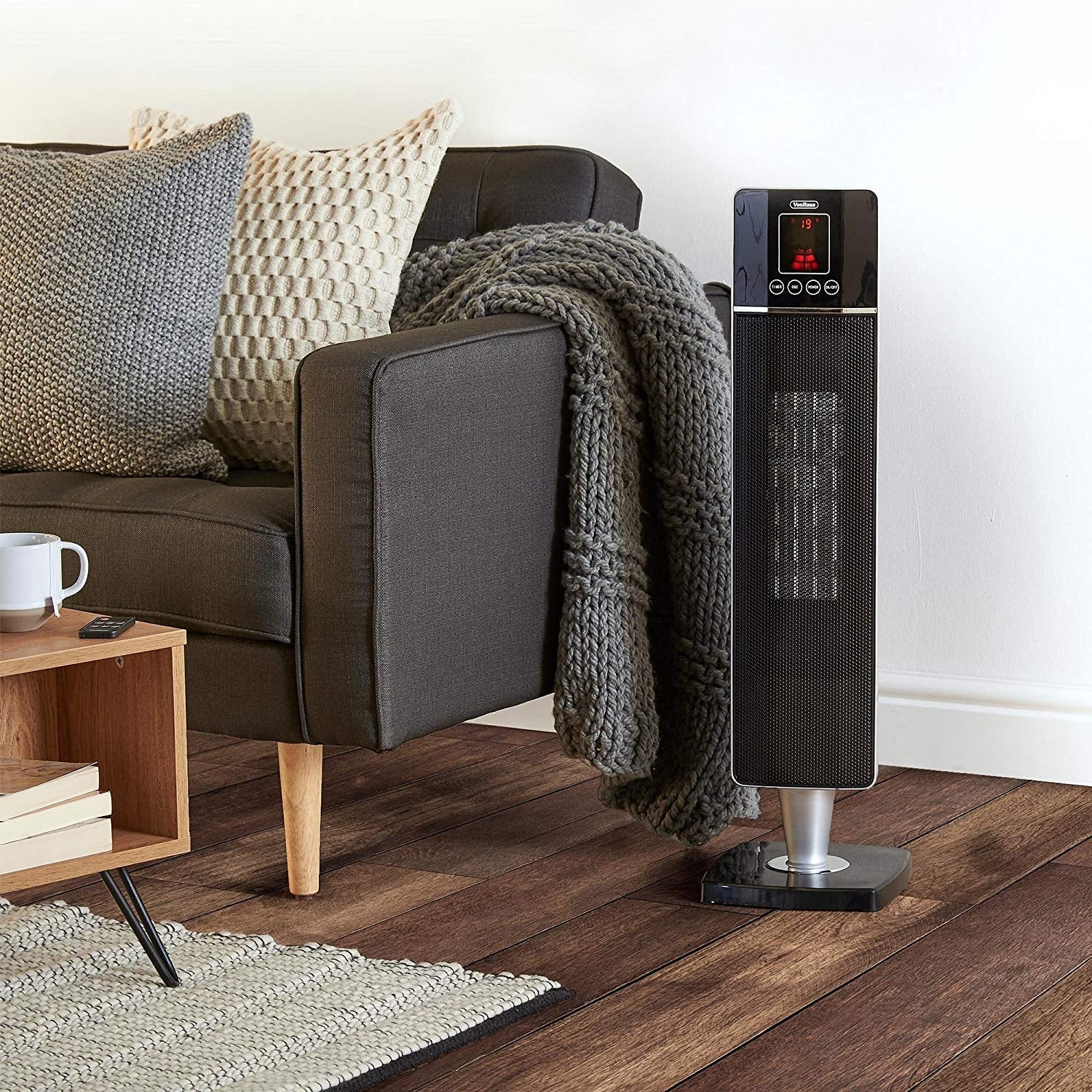 Vonhaus 220 Volt Oscillating Tower Fan Heater Timer Remote 220v 240 volts 220v 14041