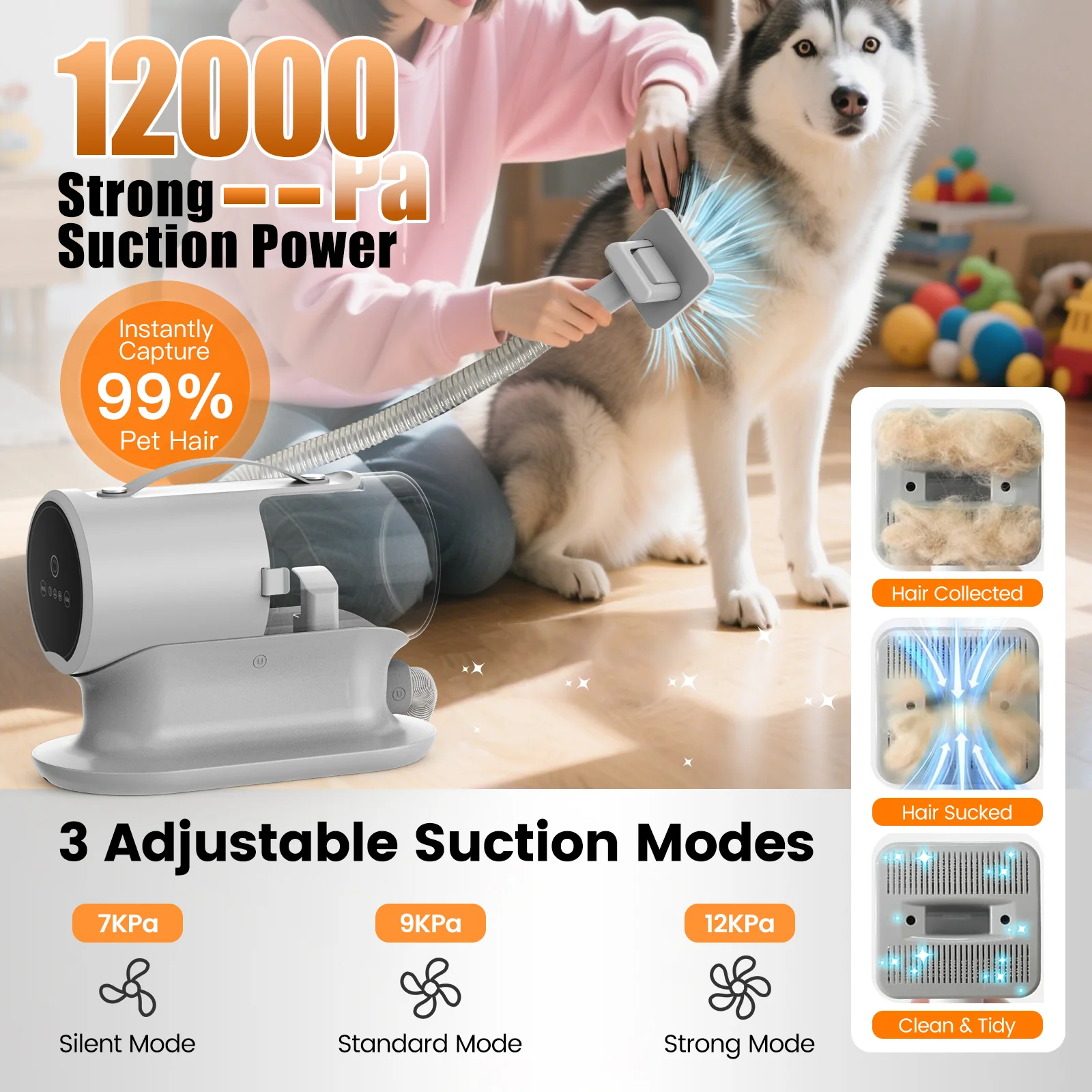 AIRROBO PG100 Plus 8 in 1 Pet Grooming Kit with Vacuum