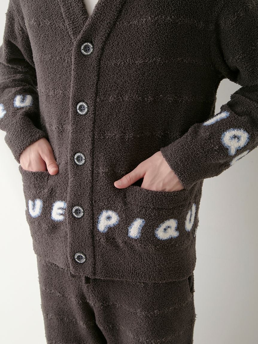 Night & Sweets MENS Baby Moco Pique Logo Jacquard Cardigan