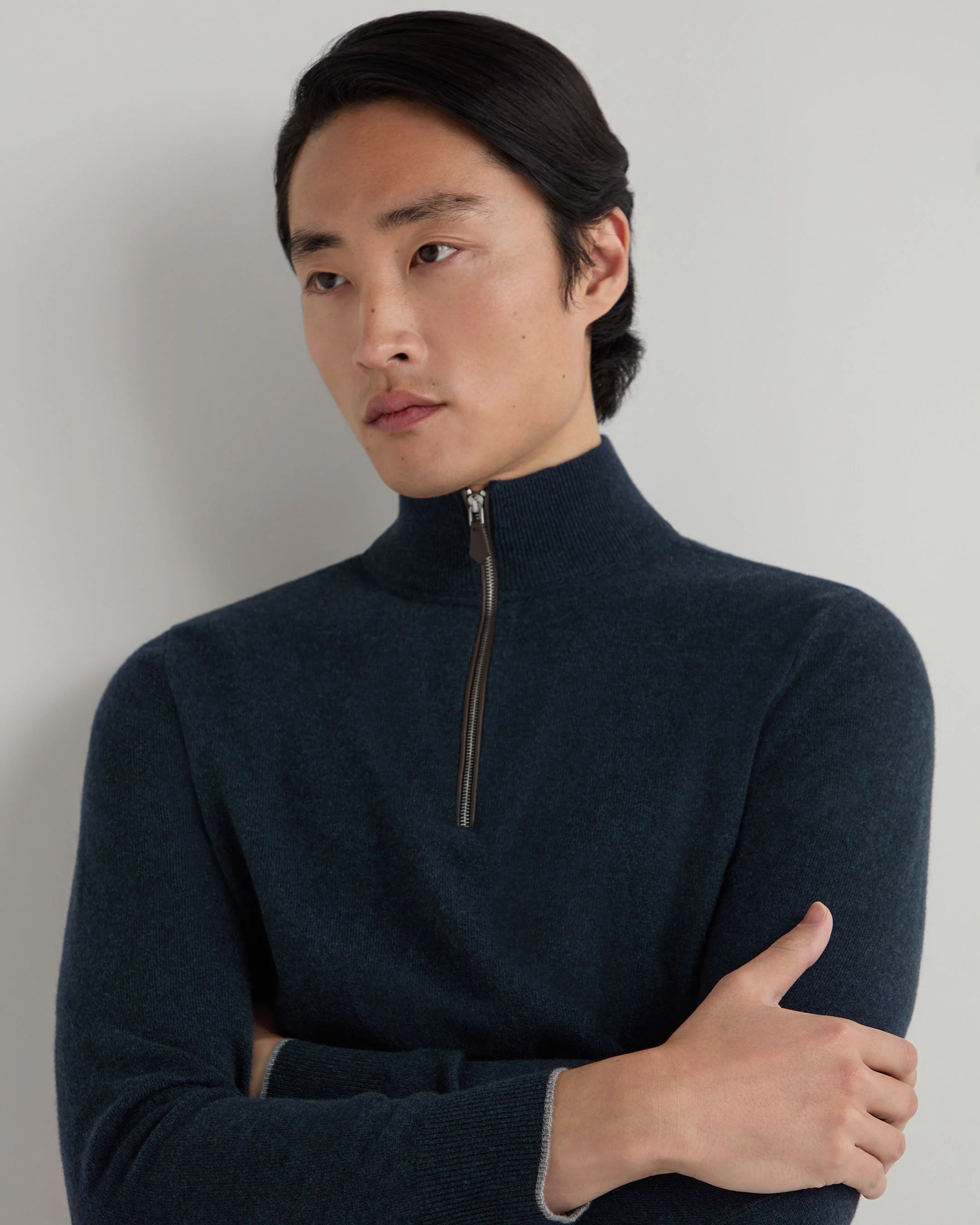 Men's Carnaby Half Zip Cashmere Jumper Indigo Blue