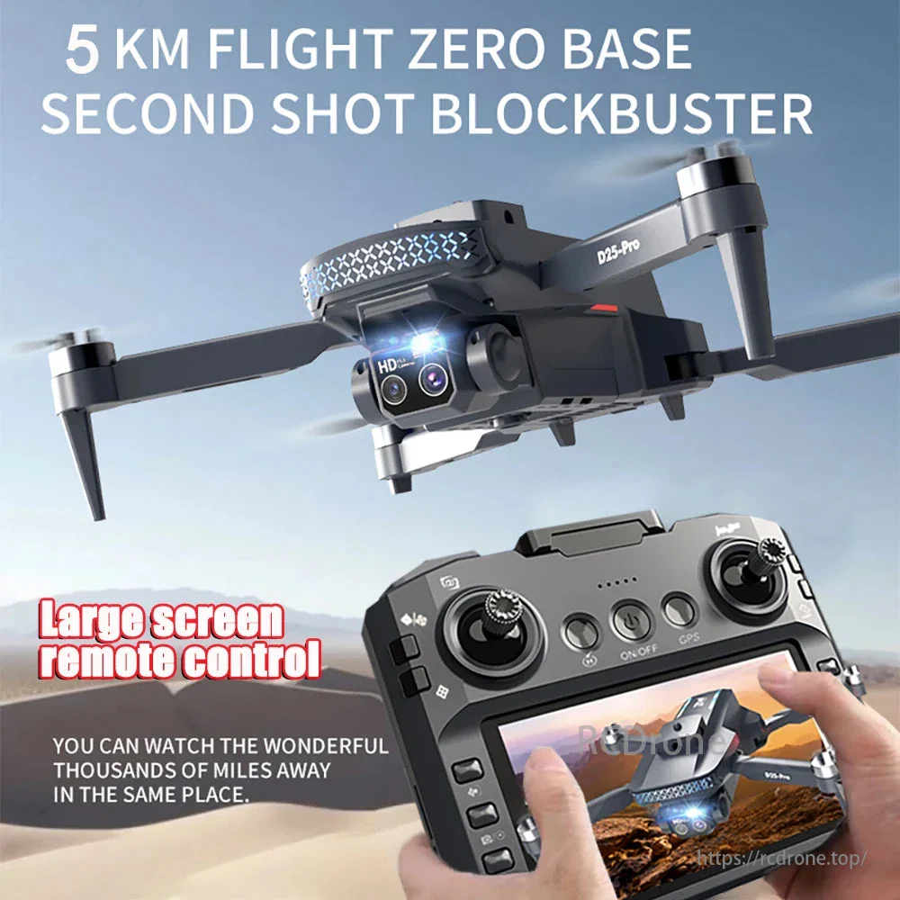 D25-PRO MAX Drone with Screen Remote Controller - 5G WIFI GPS 8k Professional Camera FPV Drones RC Quadcopter Helicopter 5KM