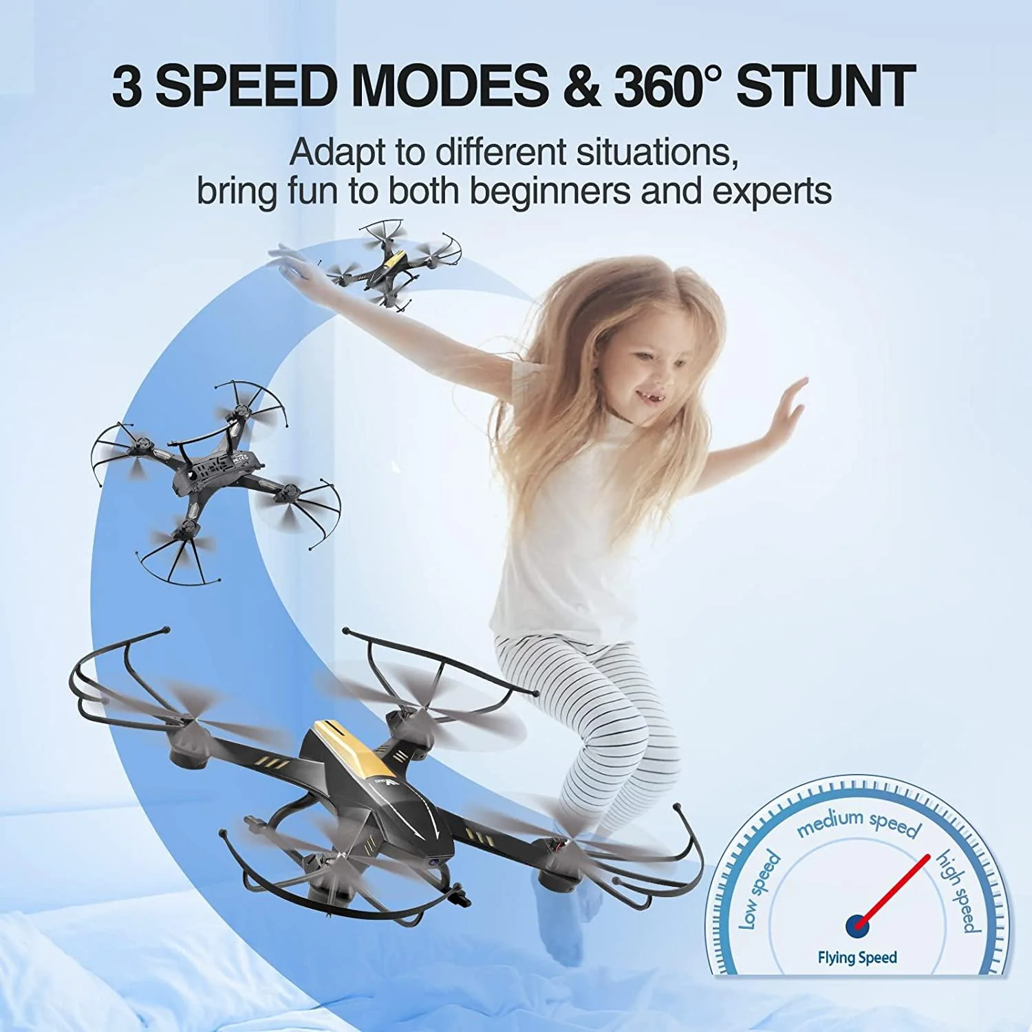 ATTOP A8 Drone - Larger 1080P FPV Drone with Camera One Key Start/Hover/Land Kids Drone Remote/APP/Voice/Gesture Control 24 Min Flight Low Battery Warn Safe Design