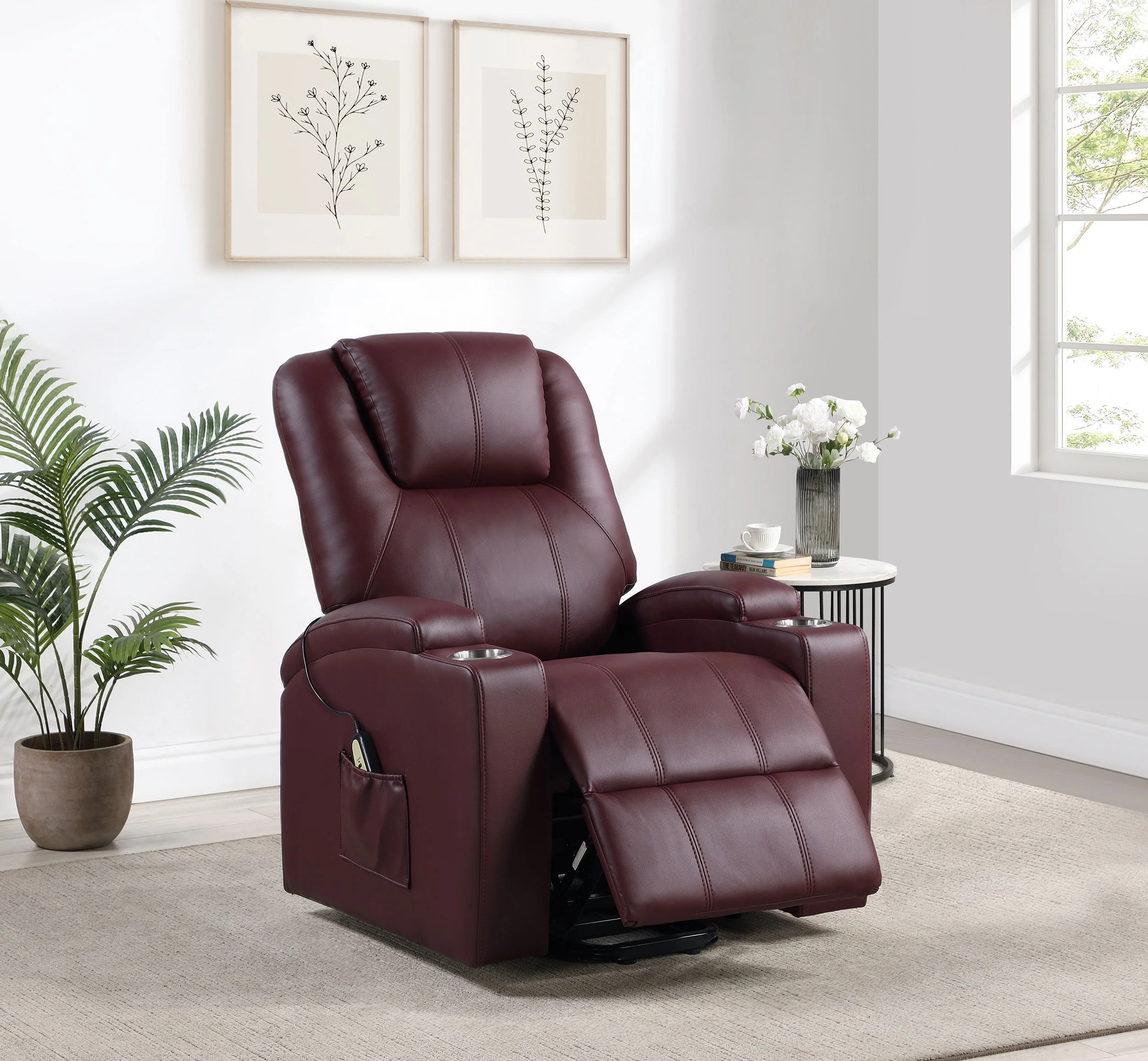 Armstrong Upholstered Power Lift Massage Recliner Black