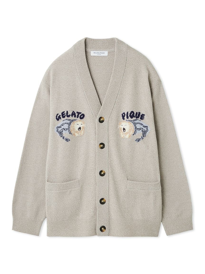 Mens Sleeping Cat Jacquard Cardigan