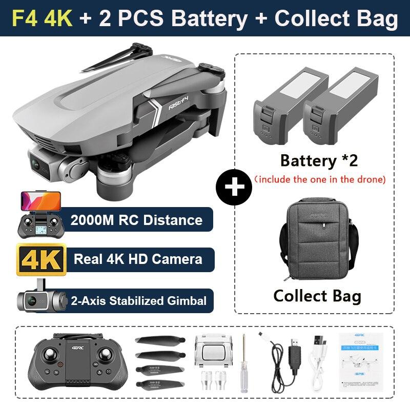 F4 Drone - 4K HD Professional 2-Axis Gimbal Brushless RC Dron GPS 5G WIFI 2KM Flight Distance FPV Foldable Quadcopter VS SG907 MAX Professional Camera Drone