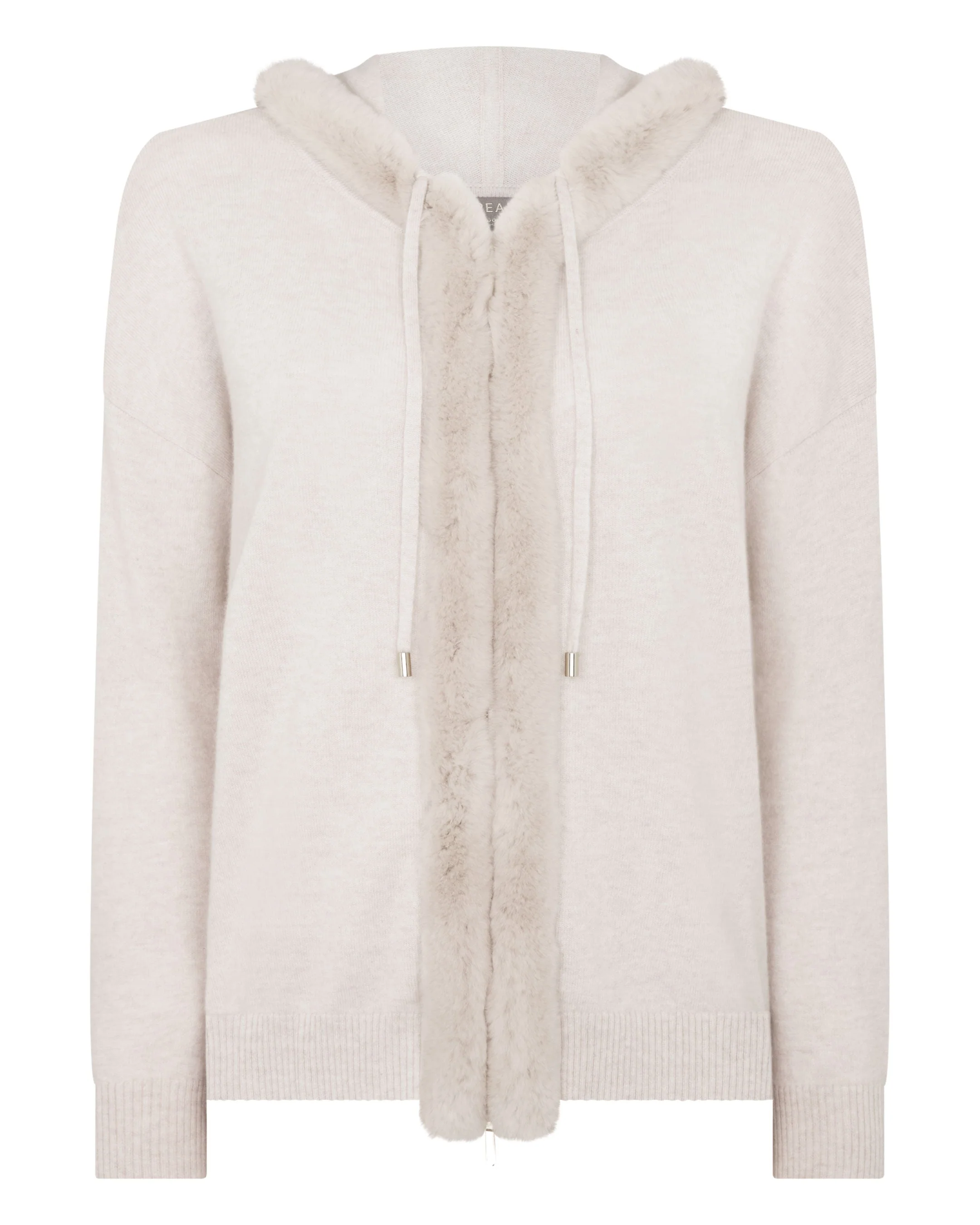 Women's Alicia Fur Trim Cashmere Hoodie Frost White