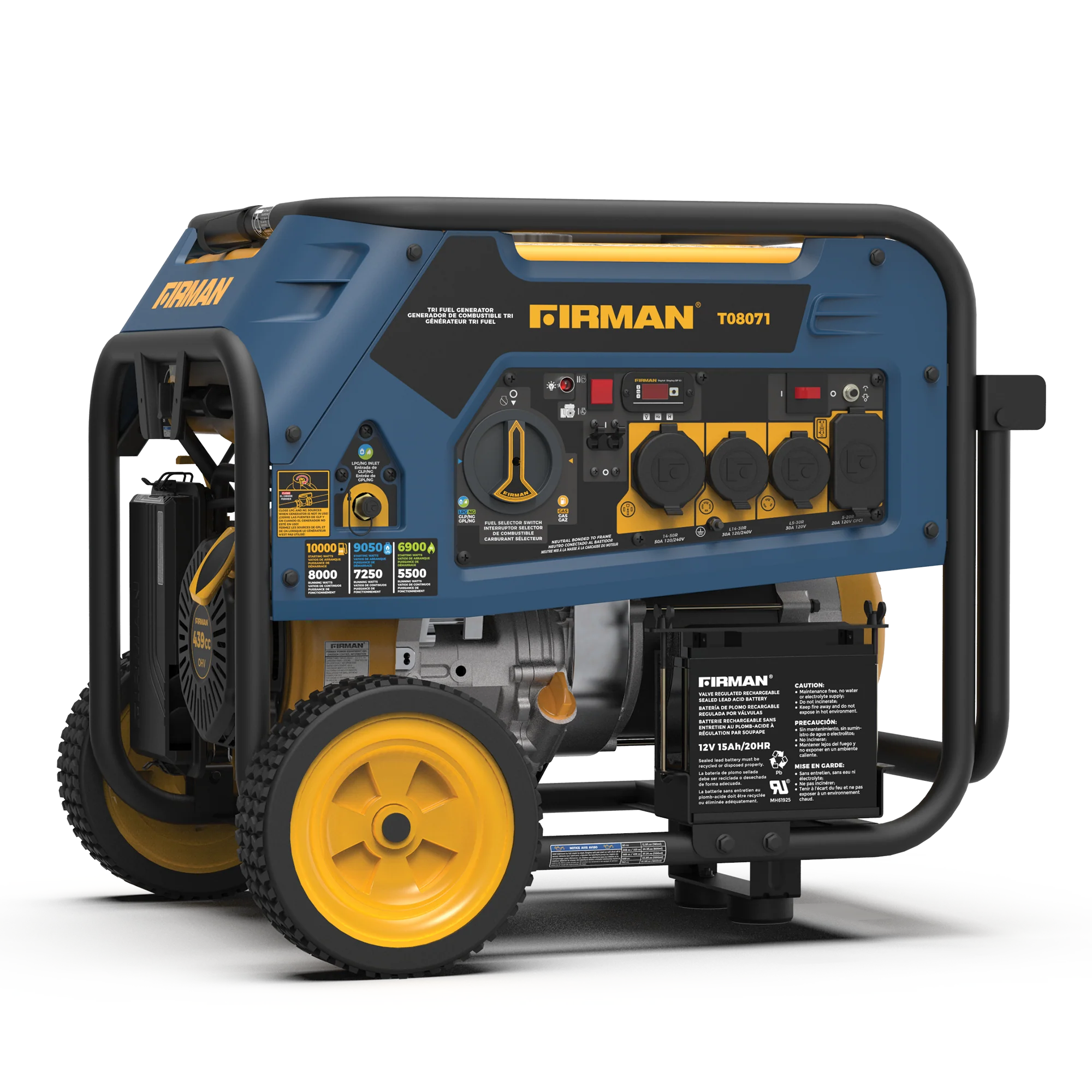Tri Fuel Portable Generator 8000W Electric Start 120/240V