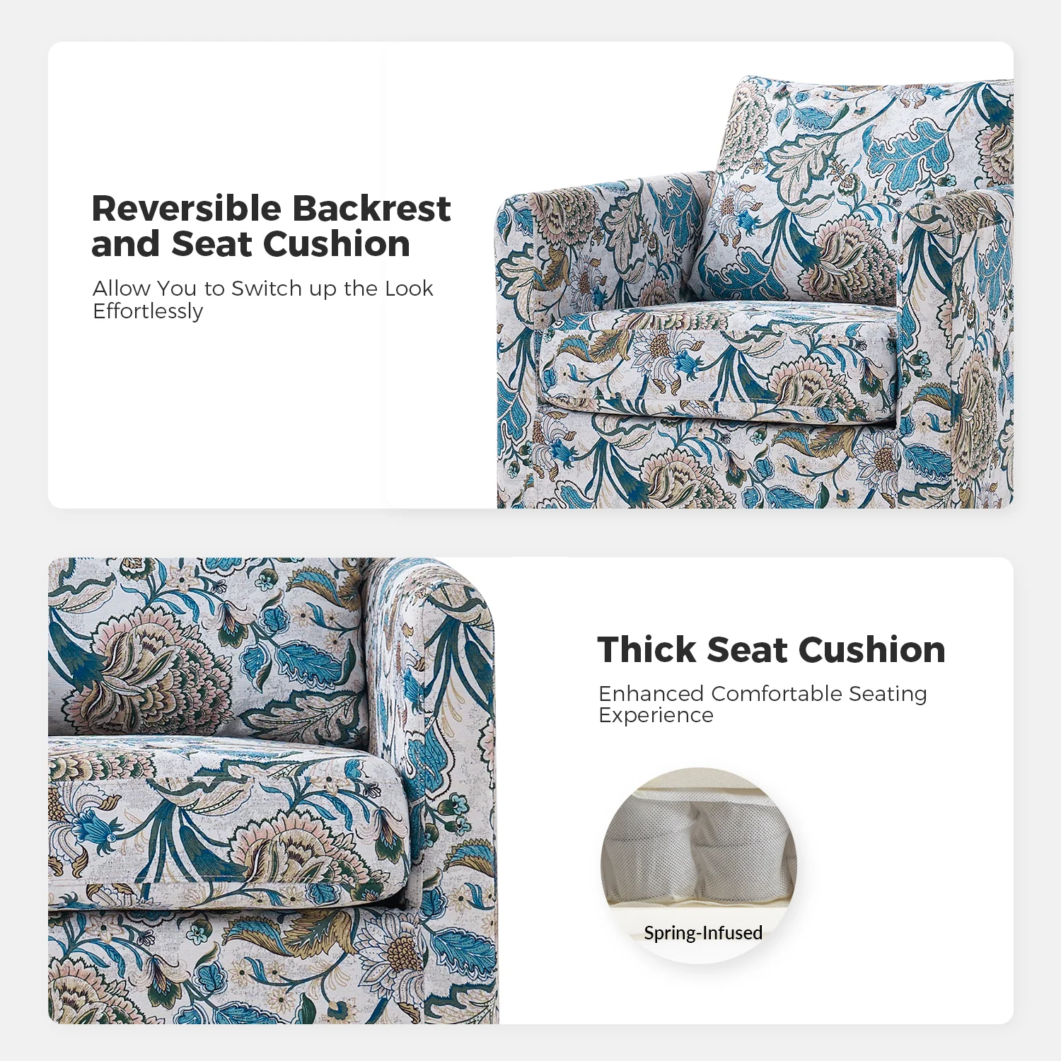 Armando Slipcovered Swivel Chair in Blue