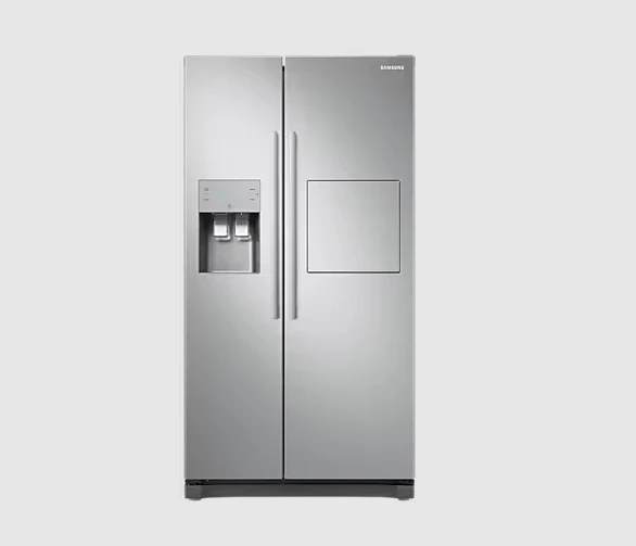 Samsung 220 volt side by side refrigerator RS50N3912SA with ice water dispenser and home bar door 220v 240 volts