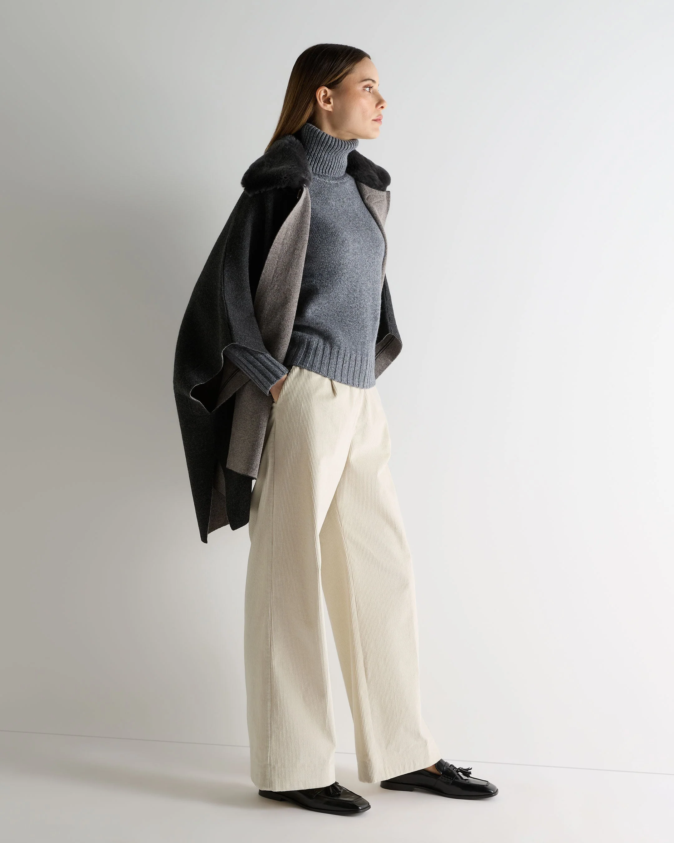 Women's Hazel Chunky Turtle Neck Cashmere Sweater Grey Melange