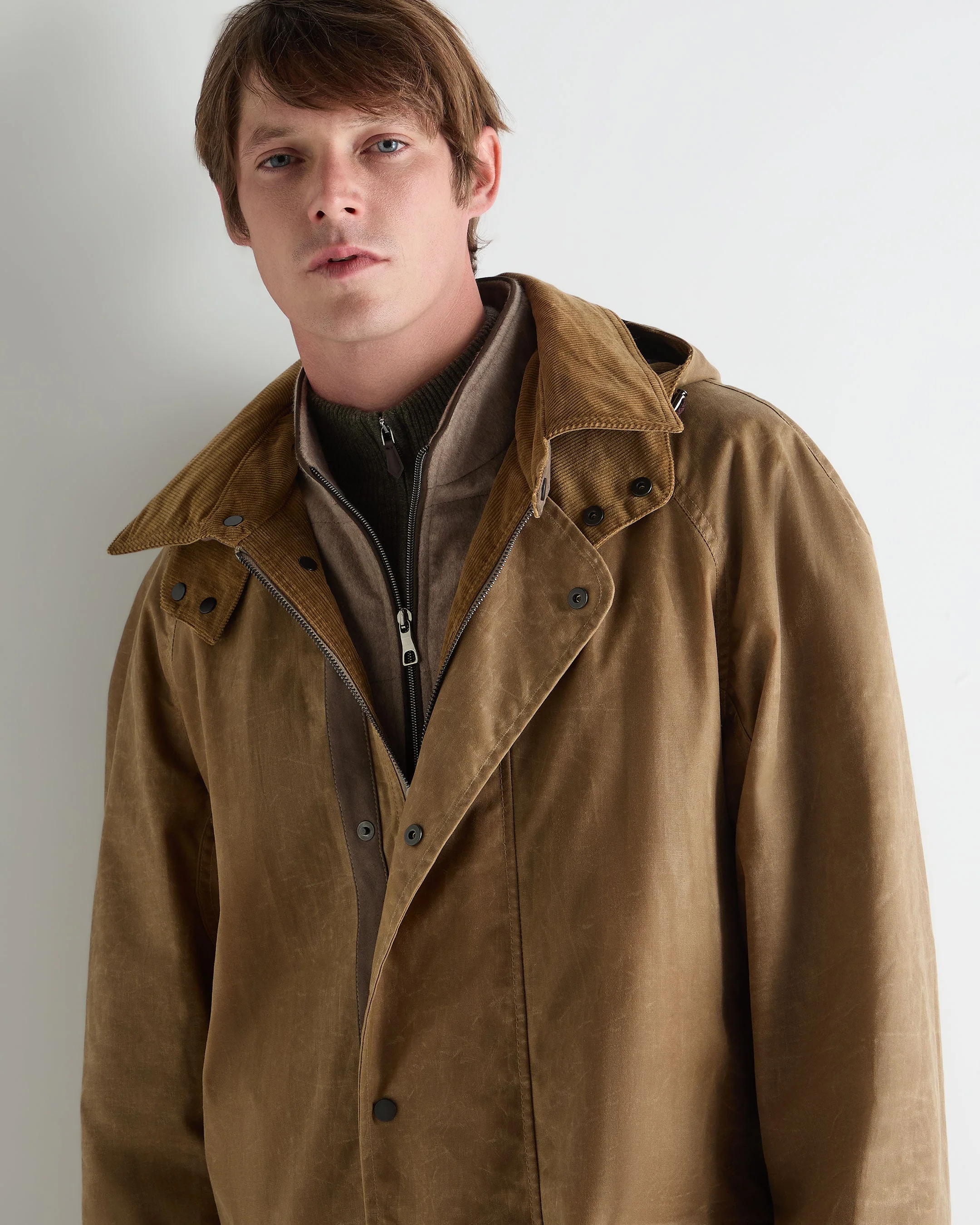 Men's Wax Riding Coat Taupe Brown