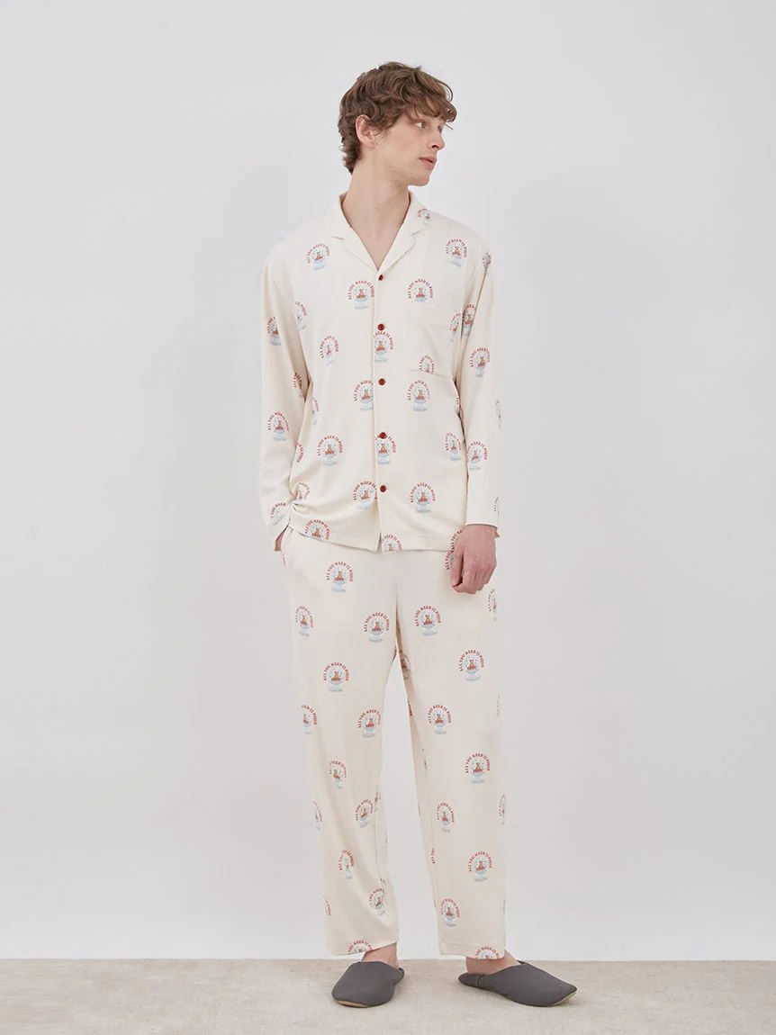 Snow Globe Bear Pattern Sleep Shirt Long Sleeve Sleepwear