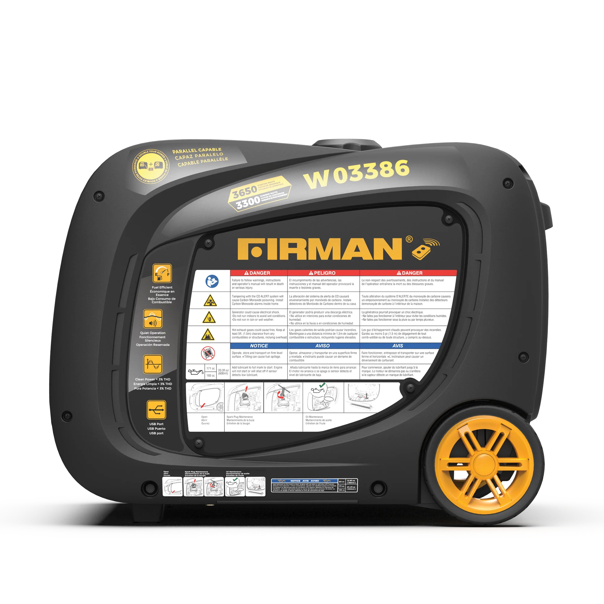 REFURBISHED Inverter Portable Generator 3650W Remote Start with CO ALERT