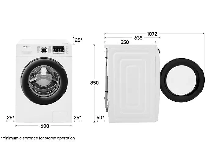 Samsung WW90TA046AE 220 volt Washer WHITE 50 hz , Front Load 220v 240 volts 50 hz
