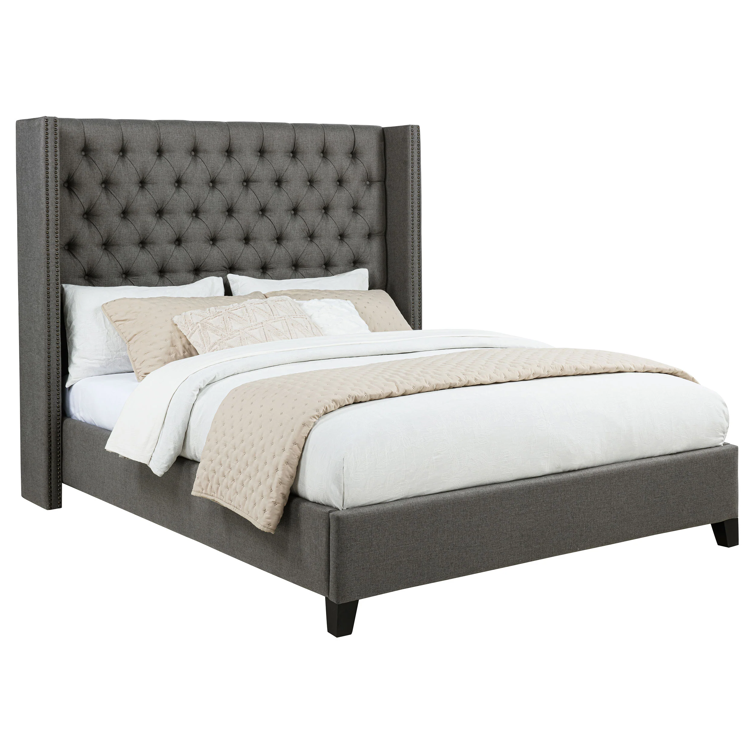 Bancroft Upholstered Wingback Bed Grey