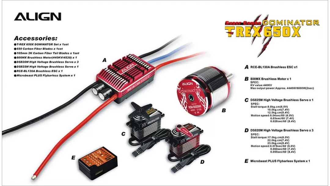 Align T-REX 650X Electronic RC Helicopter Kit RH65E02X / Super Combo RH65E01X / F3C Super Combo RH65E03X