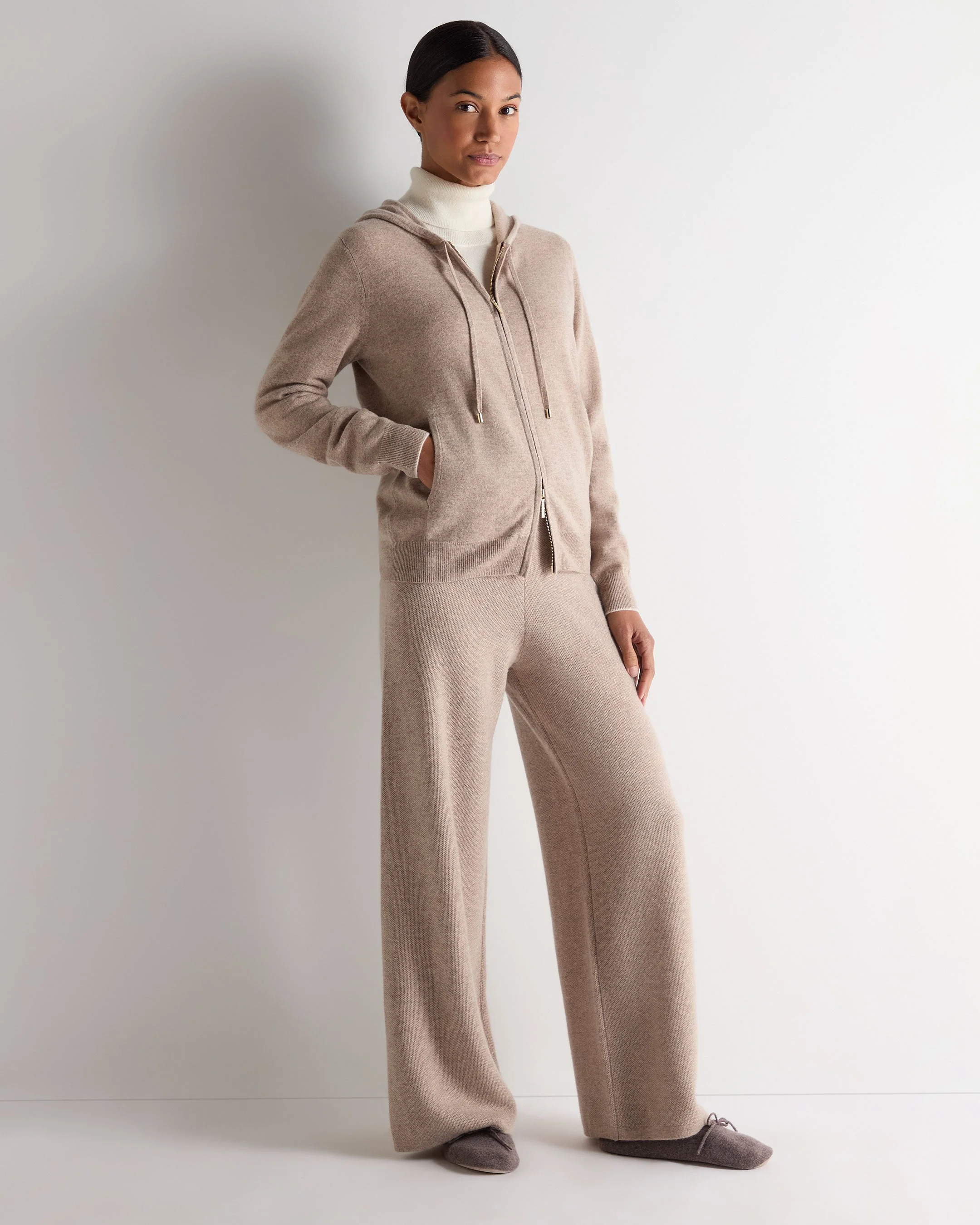 Women's Ada Cashmere Hoodie Oatmeal Brown