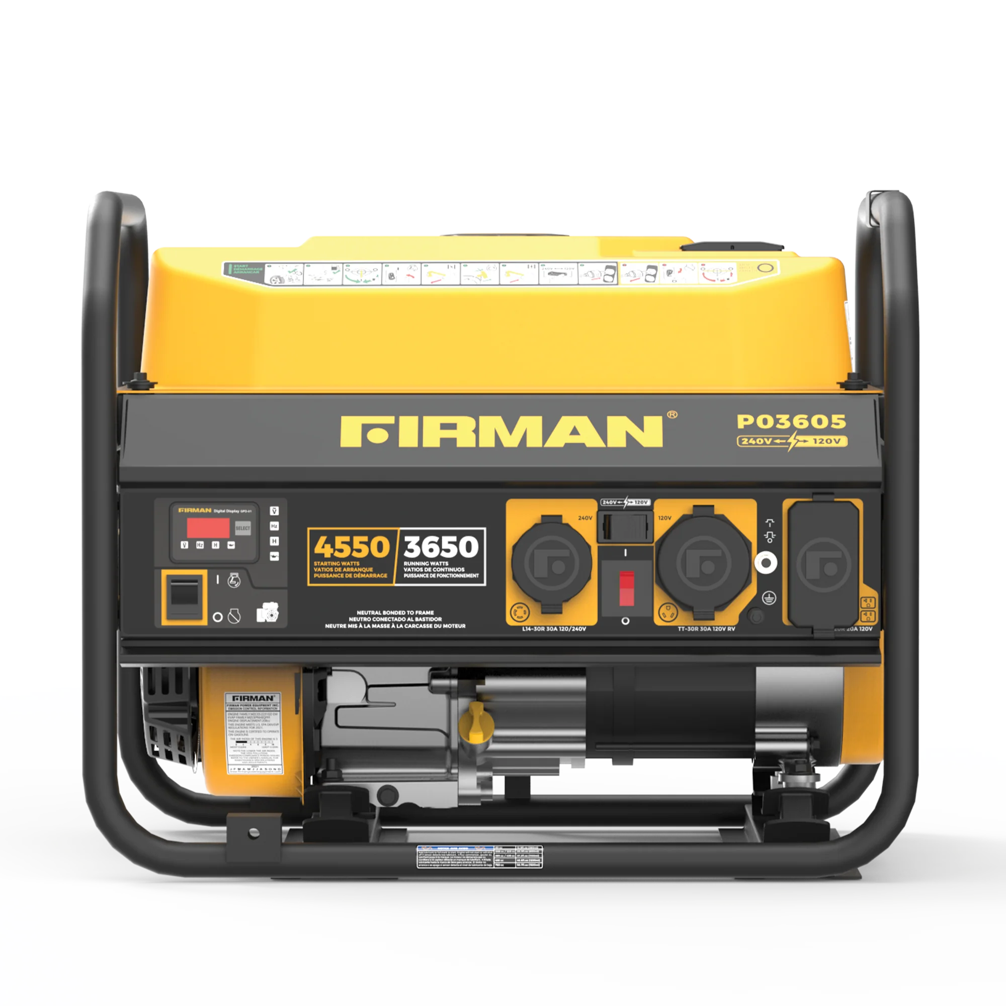 Gas Portable Generator 4550W Recoil Start 120/240V