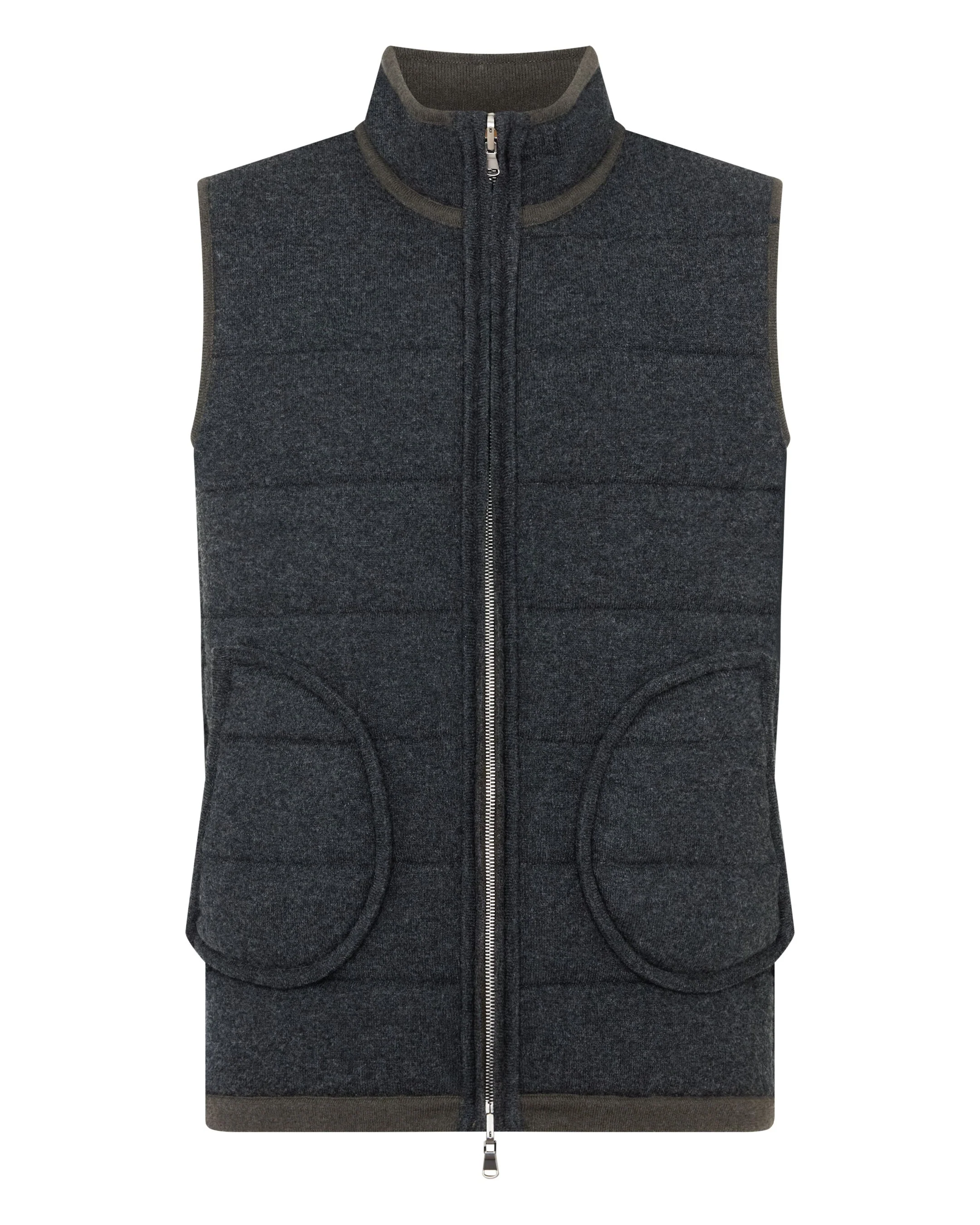 Men's Mall Reversible Cashmere Gilet Arabica Khaki Green