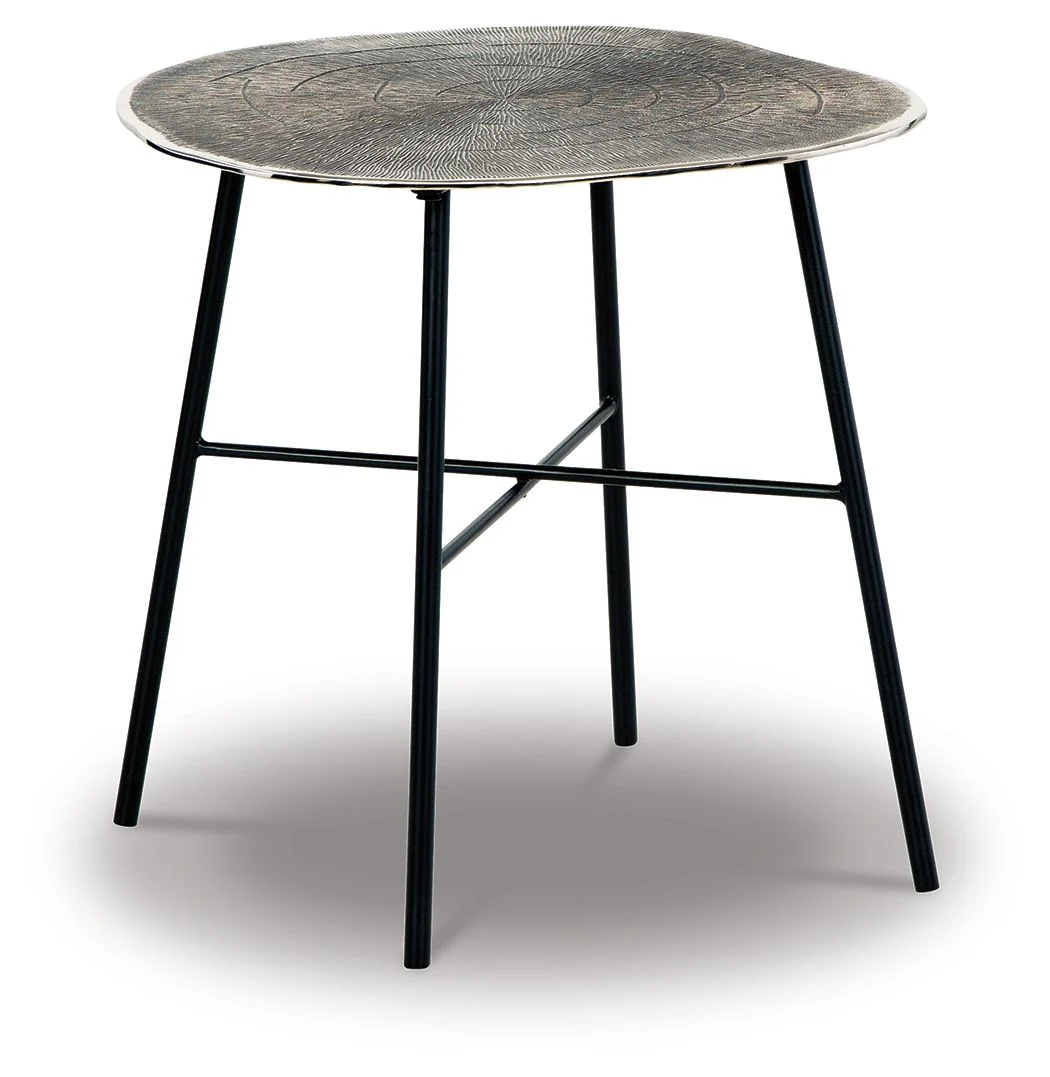 Laverford - Round End Table - Chrome / Black
