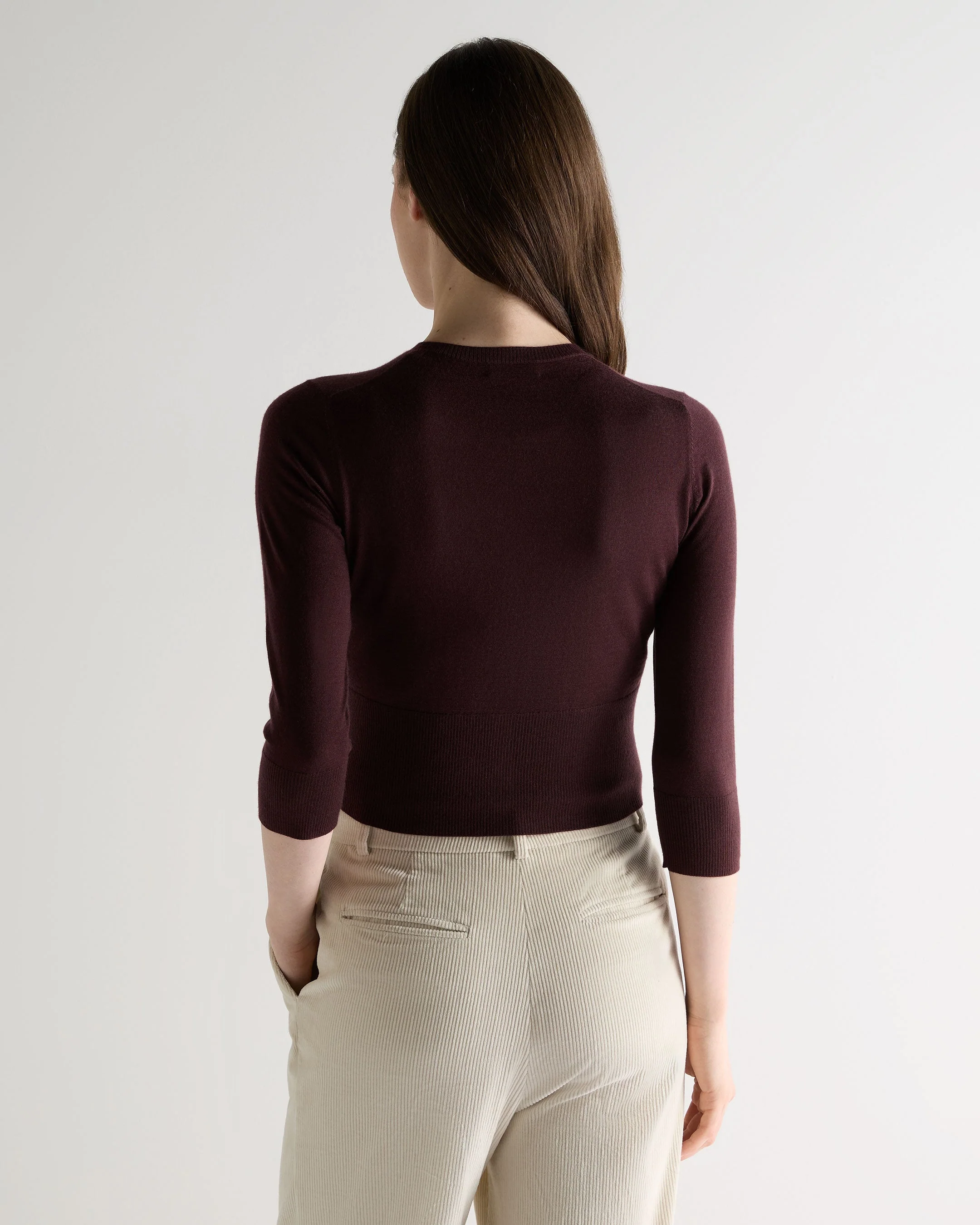 Women's Darcie Superfine Cashmere Cropped Cardigan Claret Red