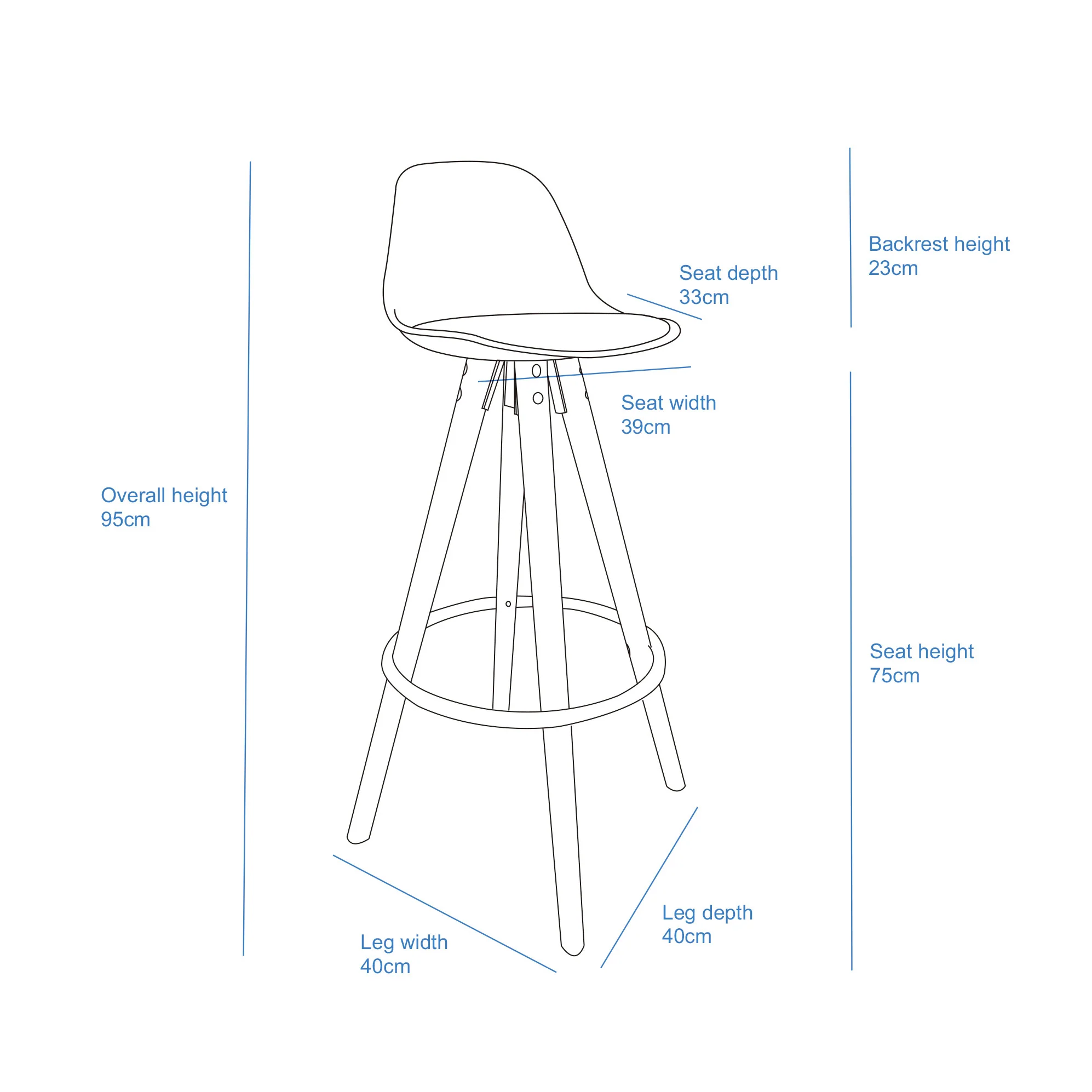 2 PU Leather Padded Barstools (Light Grey/Wood) with Metal Footrest