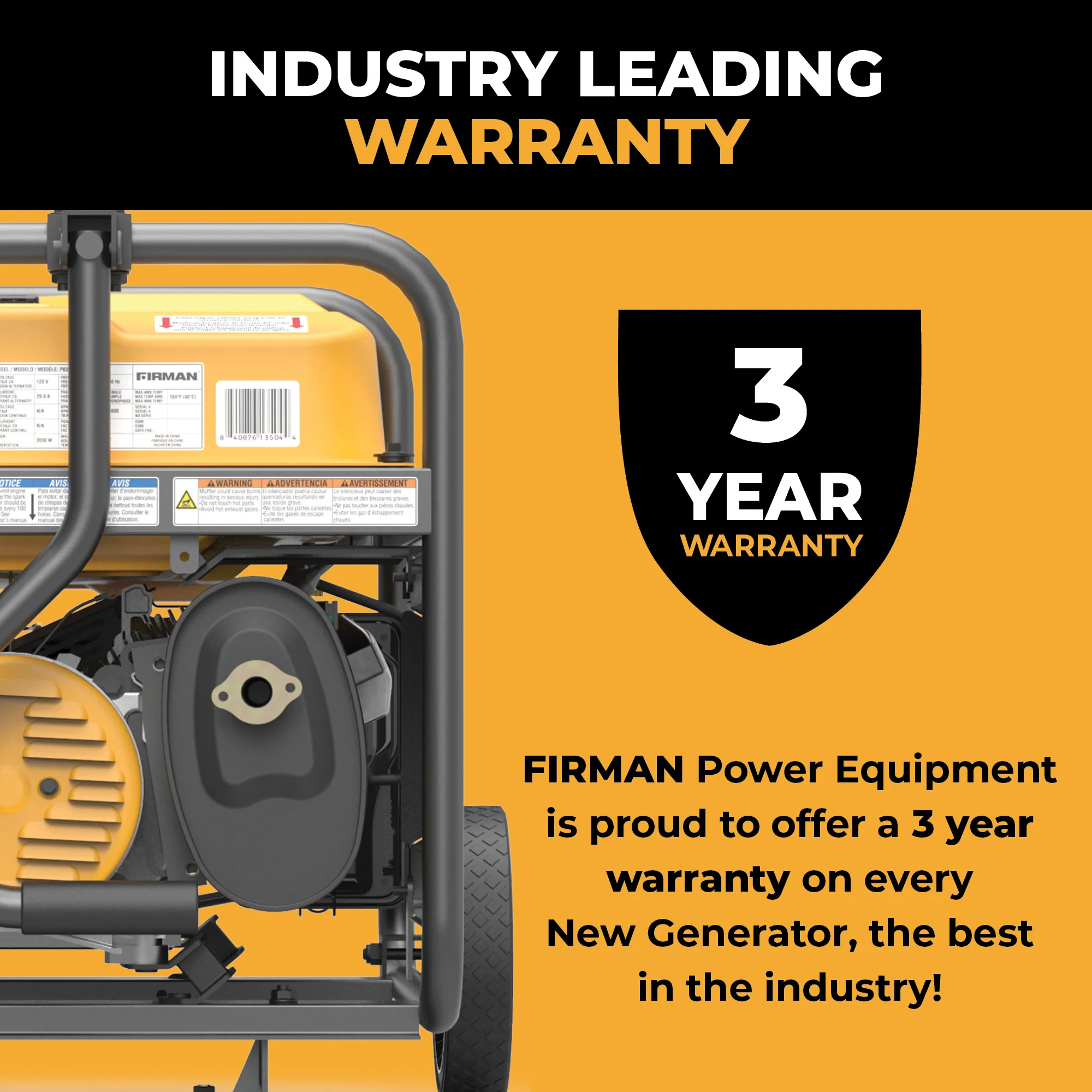 Gas Portable Generator 4450W Recoil Start 120V with CO alert