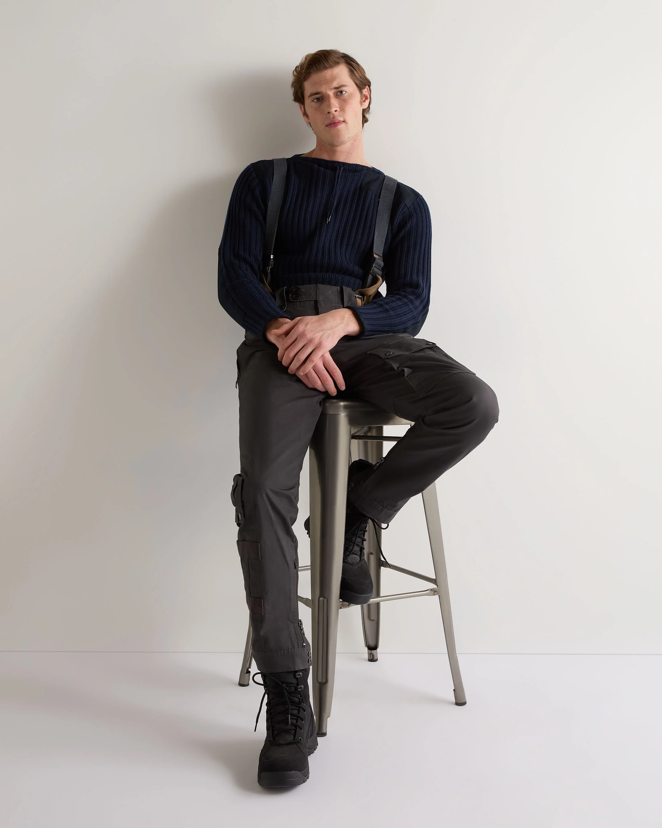 007 Ribbed Army Sweater Navy Blue