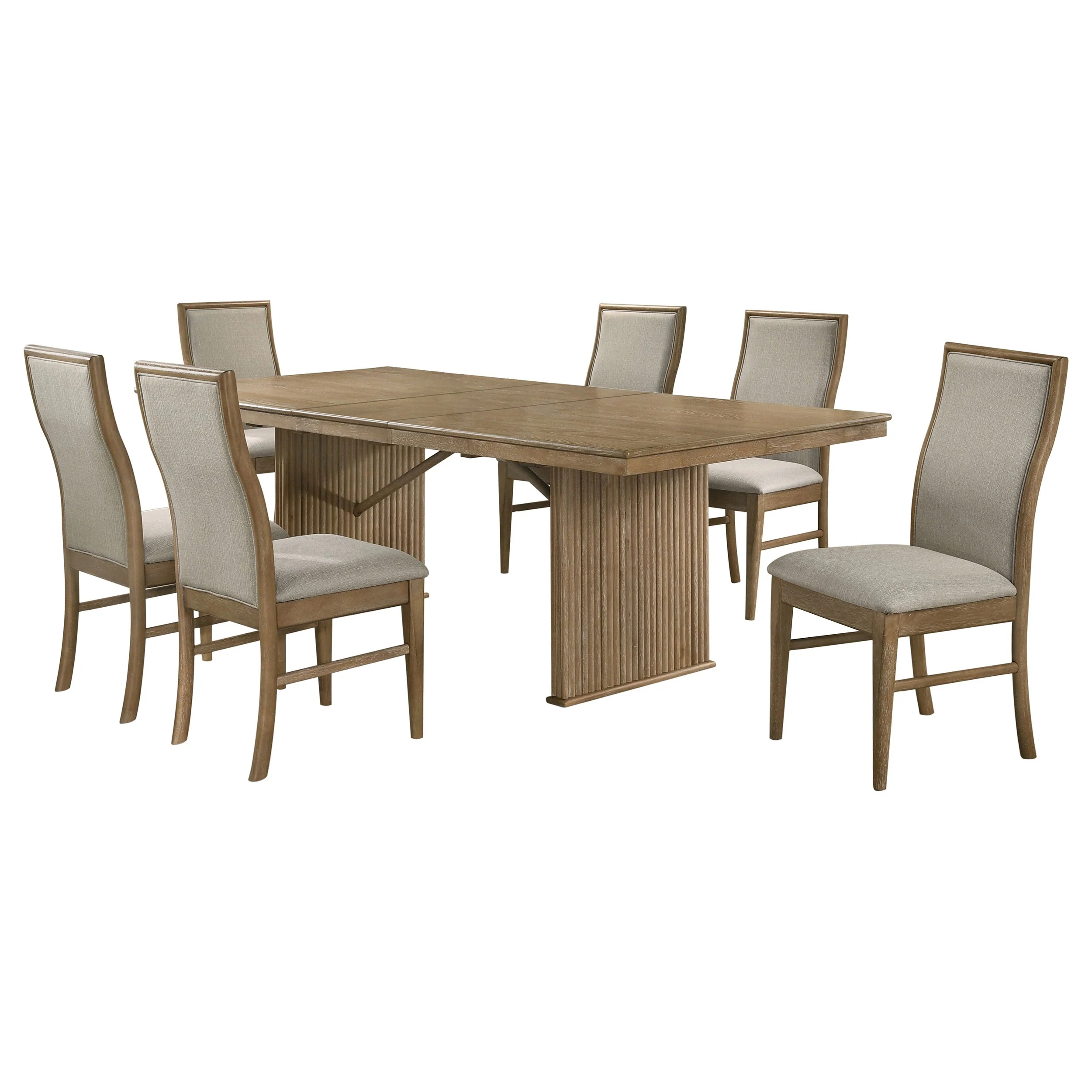 Adina Extension Dining Set Distressed Light Brown
