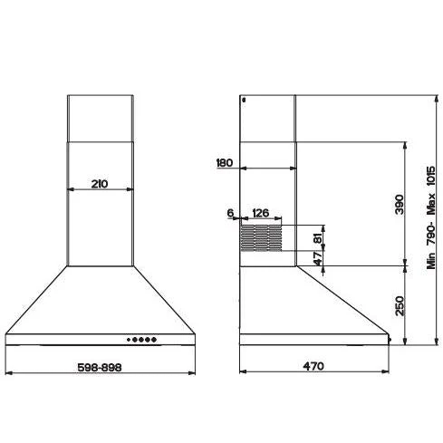 Delonghi 220 volts range Hood kitchen exhaust vent parymid chimney hood 36 inch 90 cm DCH900SS220v