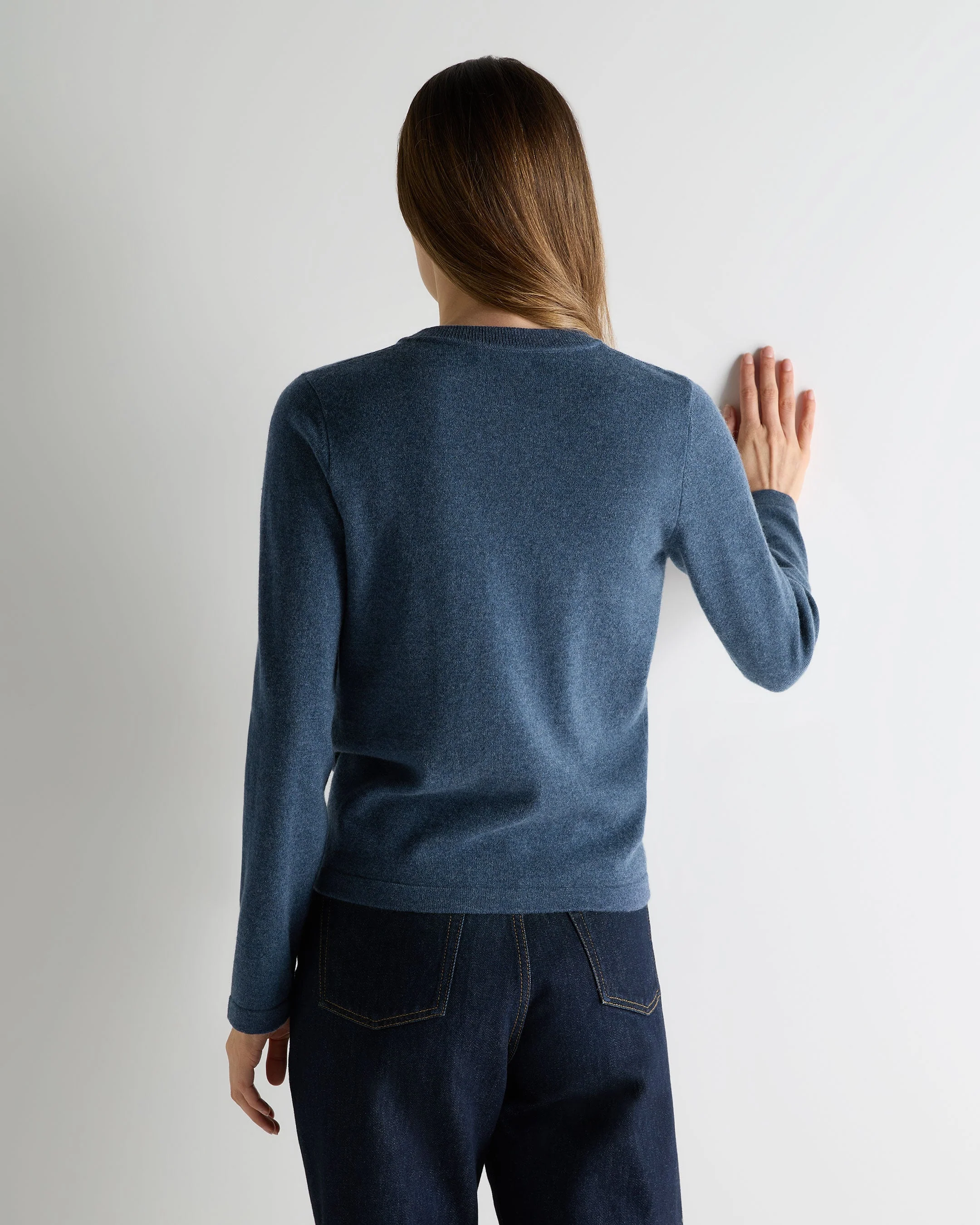 Women's Hallie Round Neck Cashmere Sweater Light Denim Blue