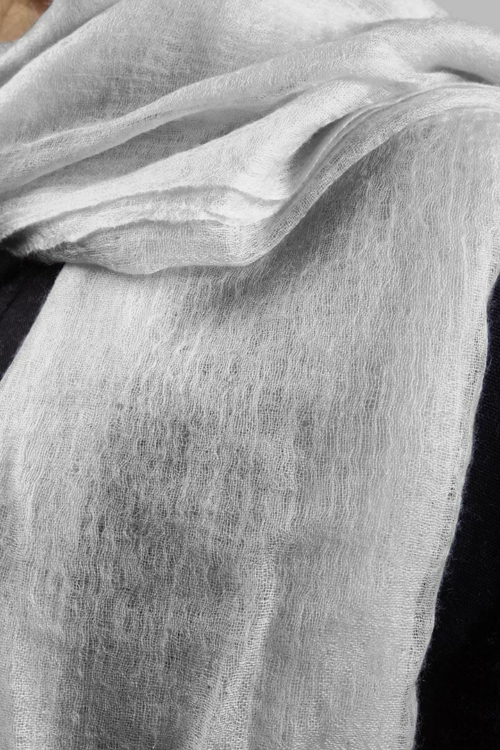 Handwoven Pure Cashmere Scarf Wrap in Ash Grey