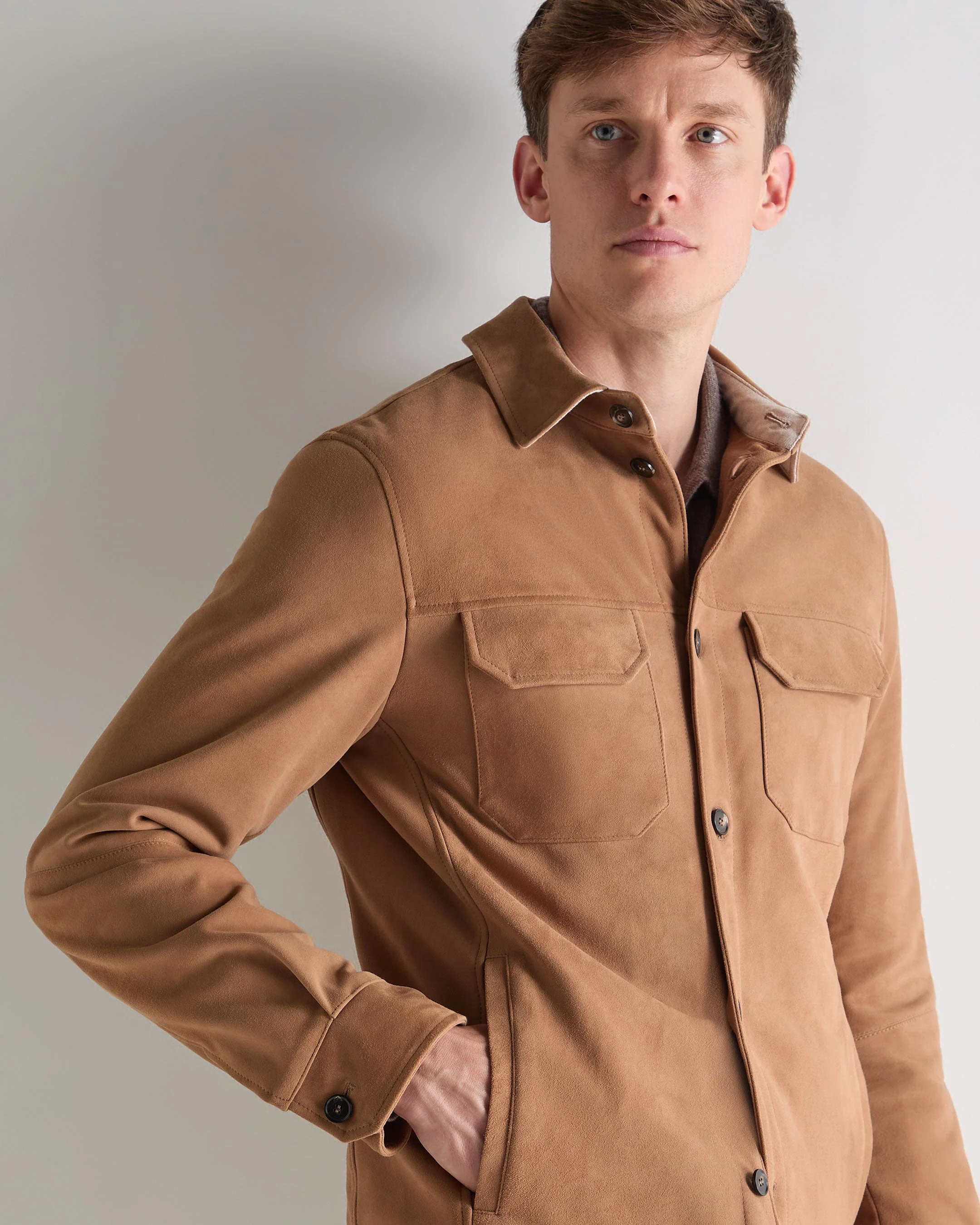 Men's Bridgehampton Suede Jacket Tan Brown