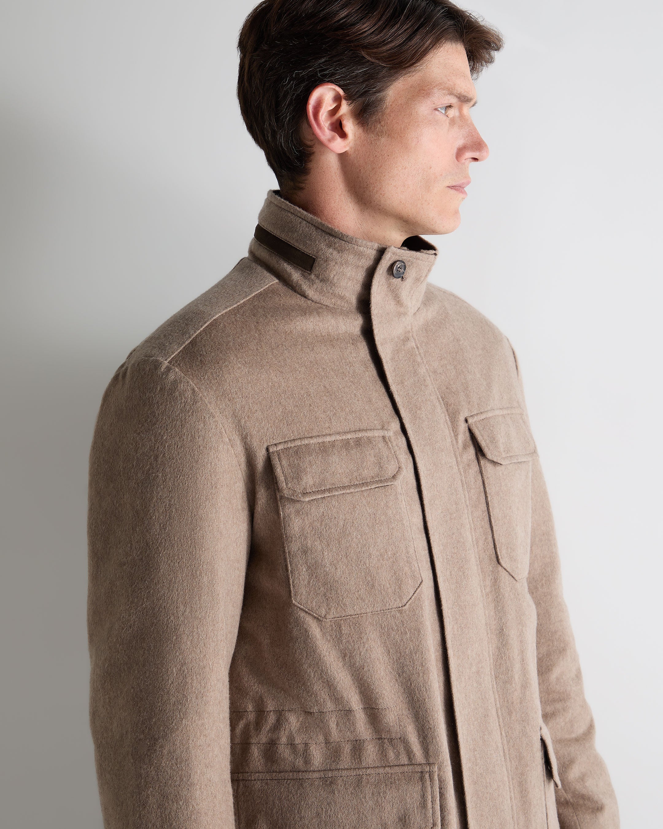 Men's Vale Cashmere Field Jacket Taupe Brown