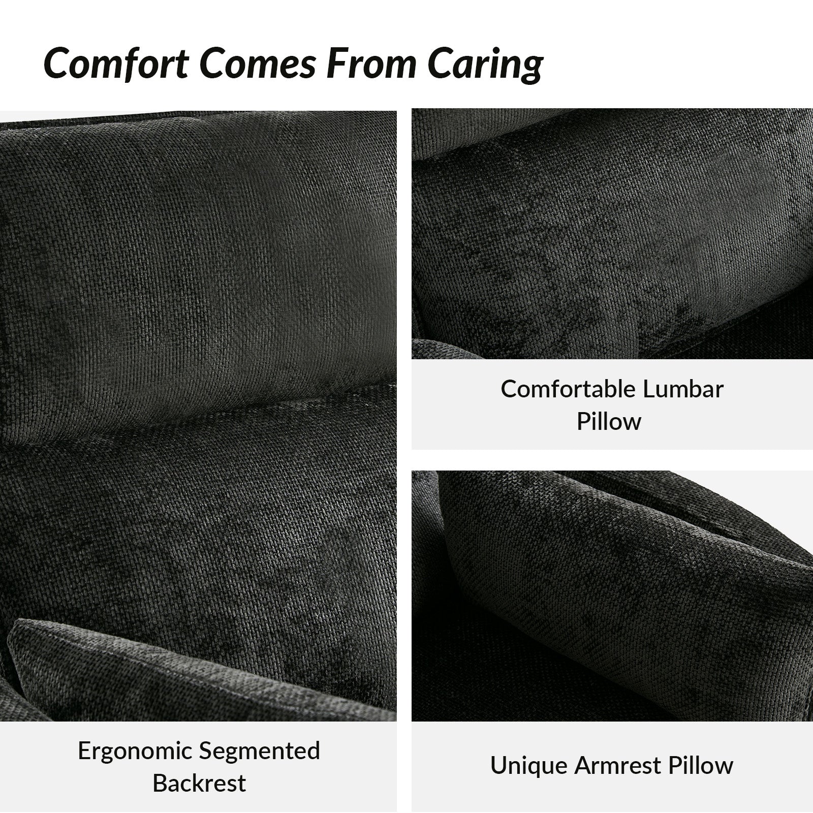 Archibald Power Rocking Swivel Nursery Recliner in Charcoal