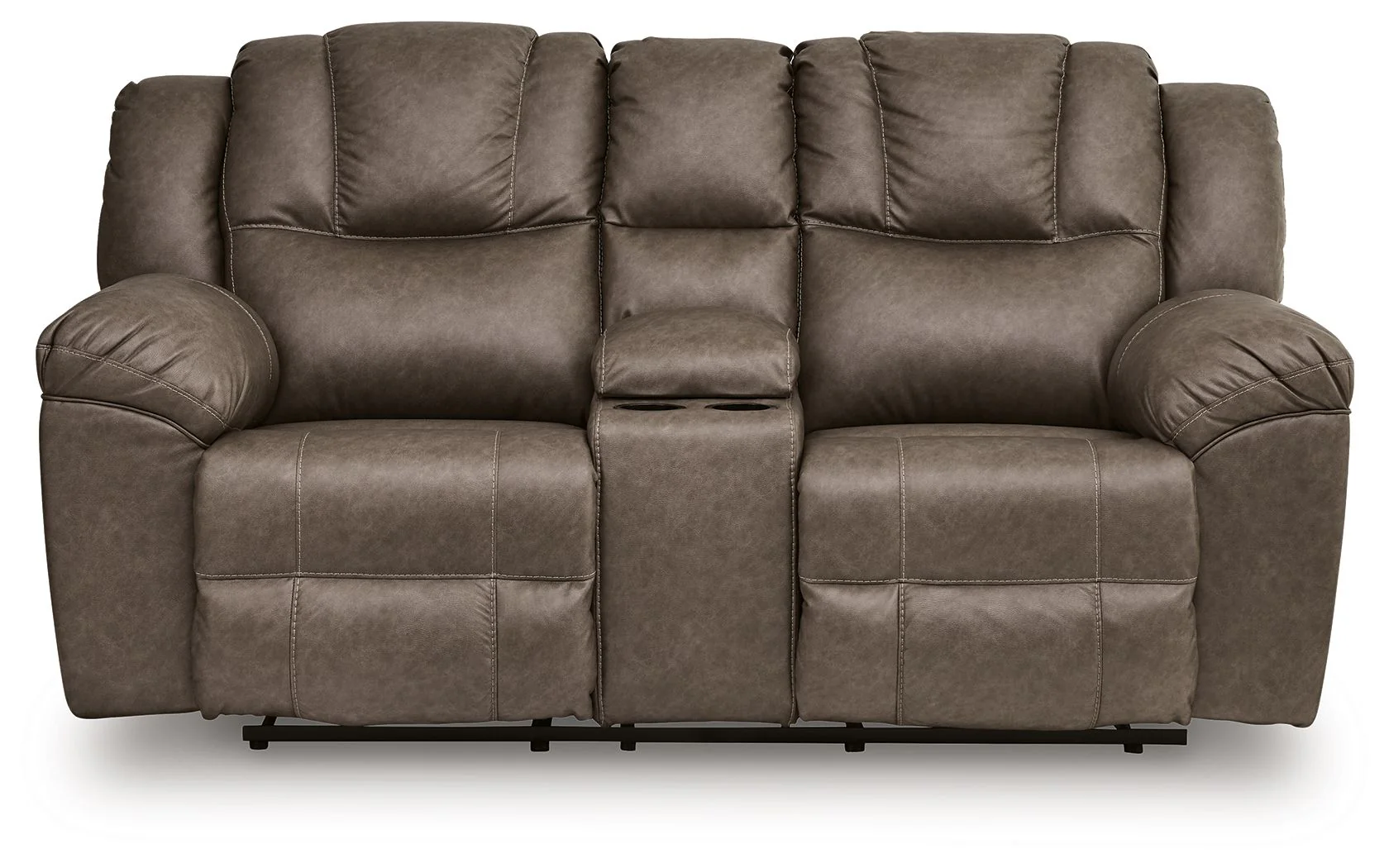 Lowilla - Double Reclining Loveseat With Console - Driftwood