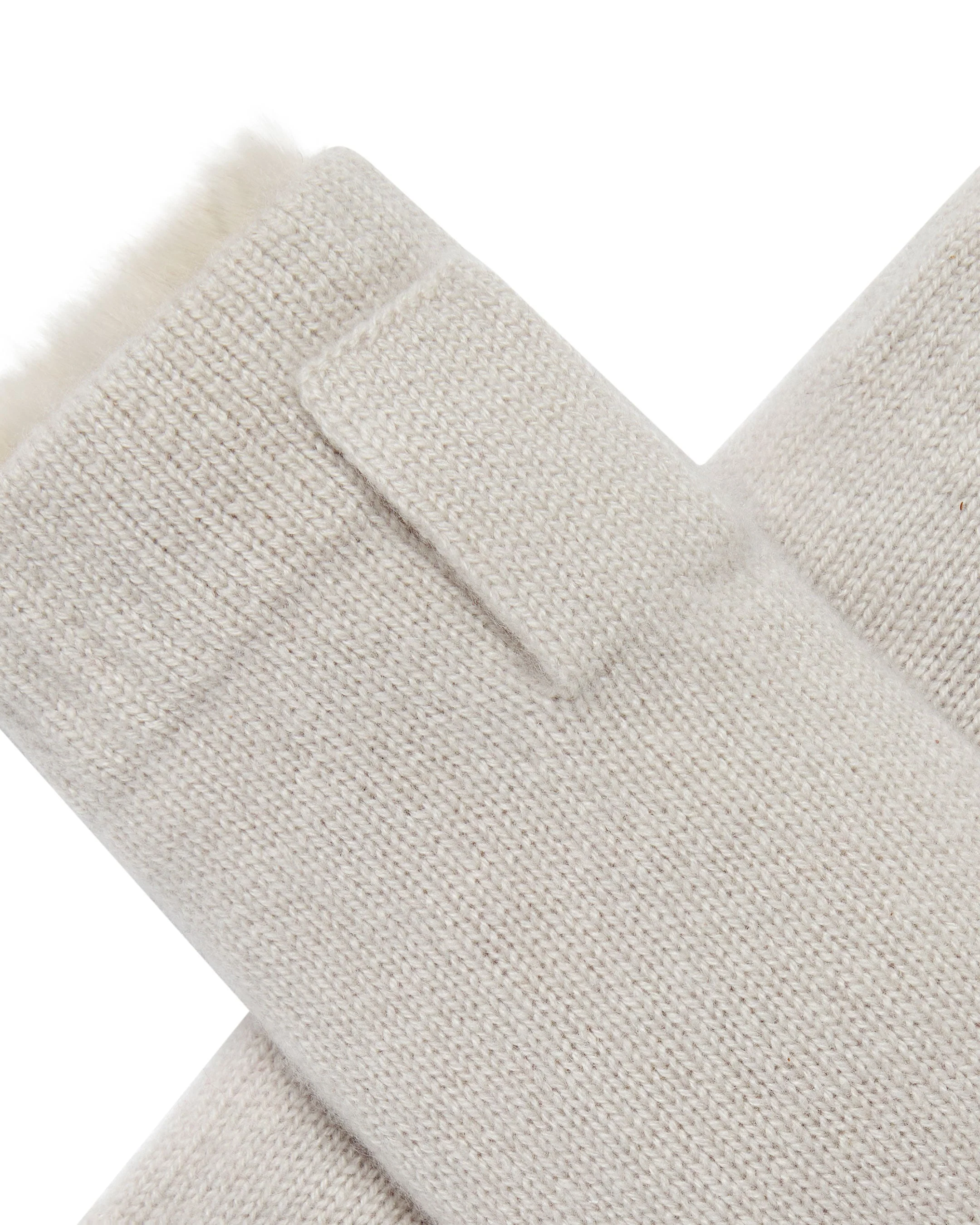 Unisex Fur Lined Fingerless Cashmere Gloves Snow Grey
