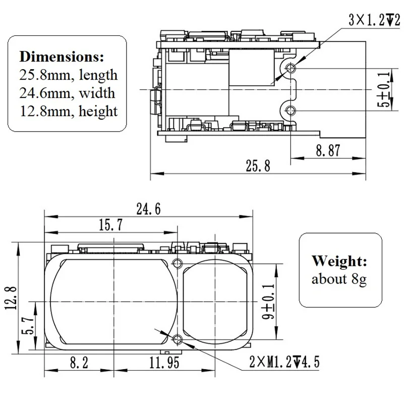 1500m 905nm Laser Range Finder Module for Golf and UAV Pods