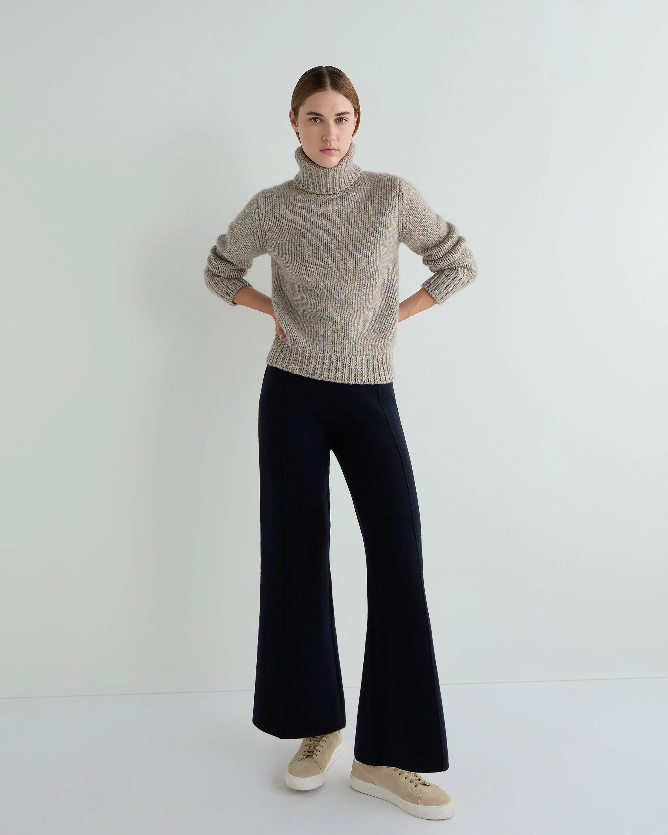 Women's Double Face Pants Navy Blue