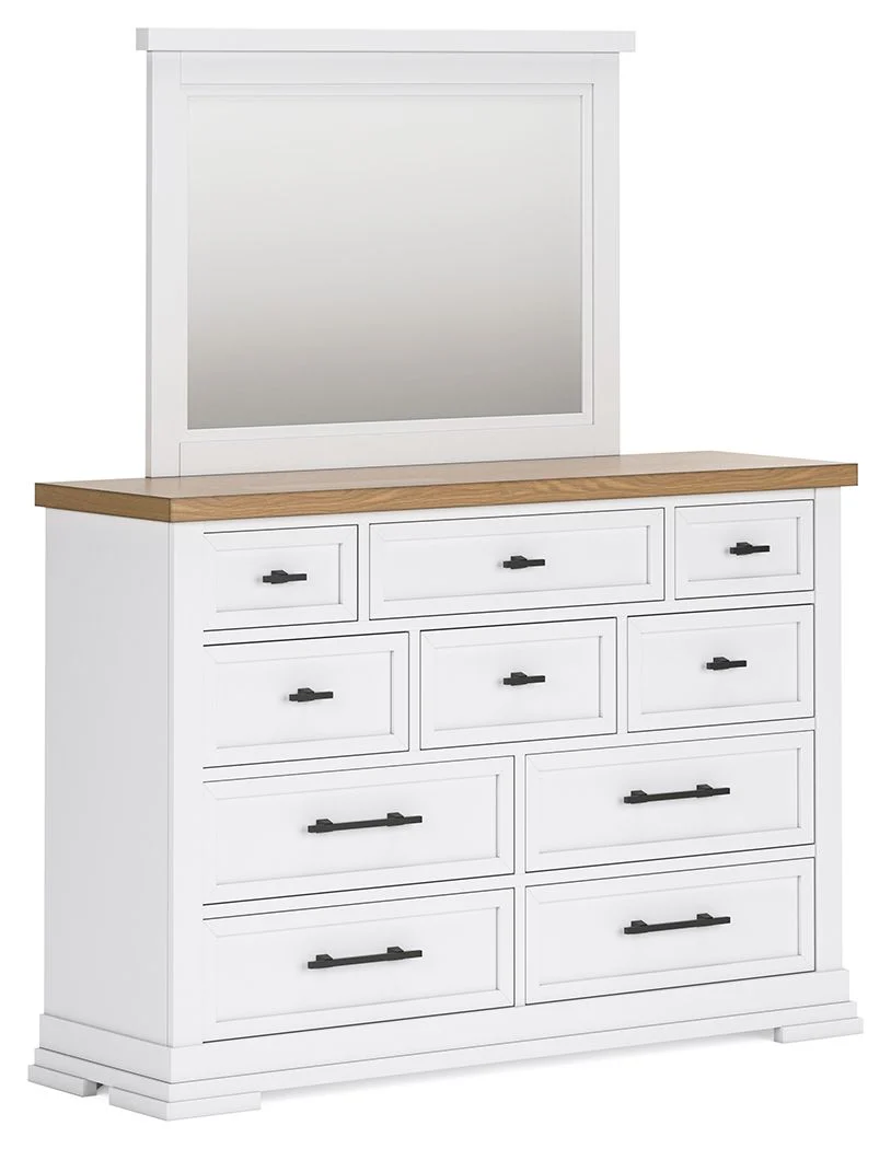Ashbryn - Dresser And Mirror - White / Natural