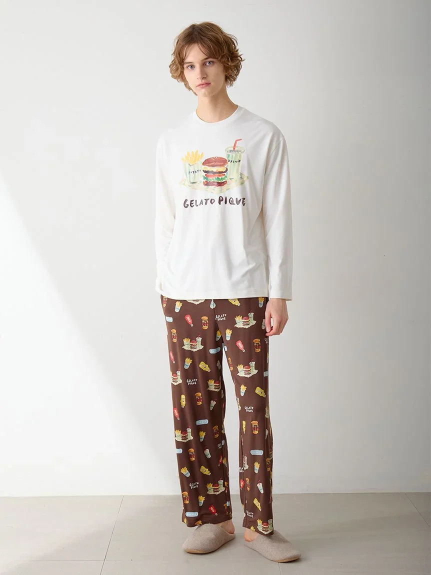 [Hirano Toshiyuki] Men's Hamburger Print Long Pants