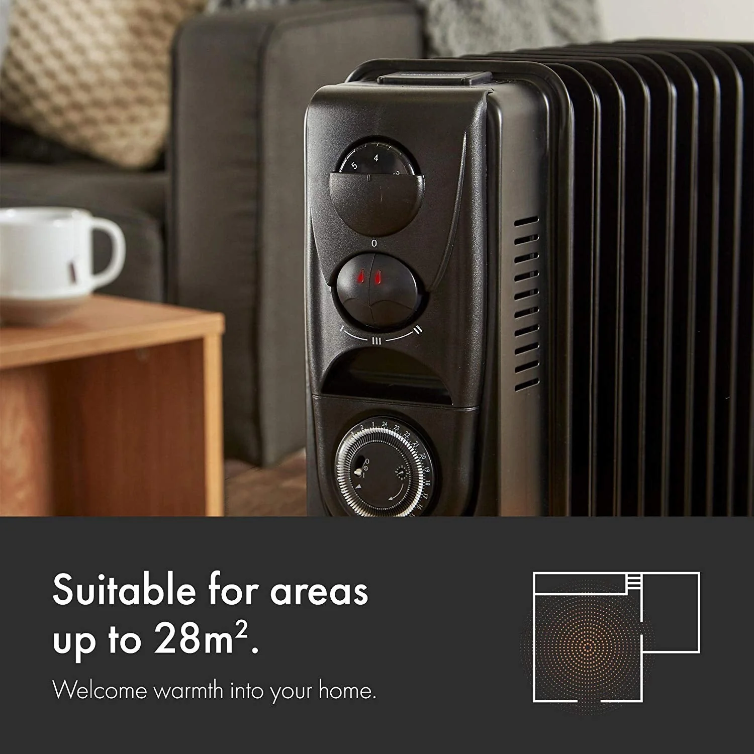 Vonhaus 220 Volt 11 Fin Oil Filled Radiator Portable Electric Heater 220v 240 volts 2500109