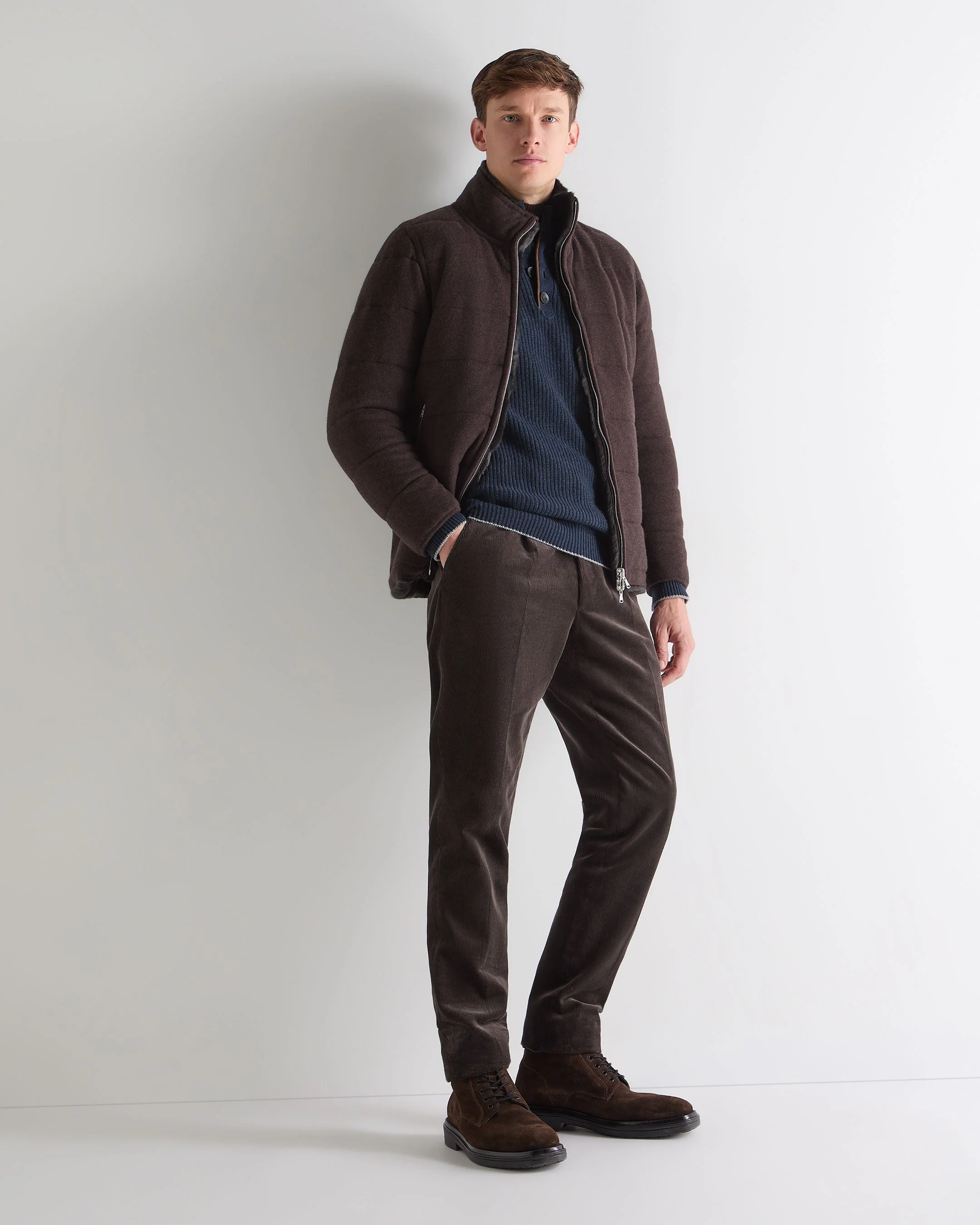 Men's Beauchamp Half Button Cashmere Sweater Indigo Blue