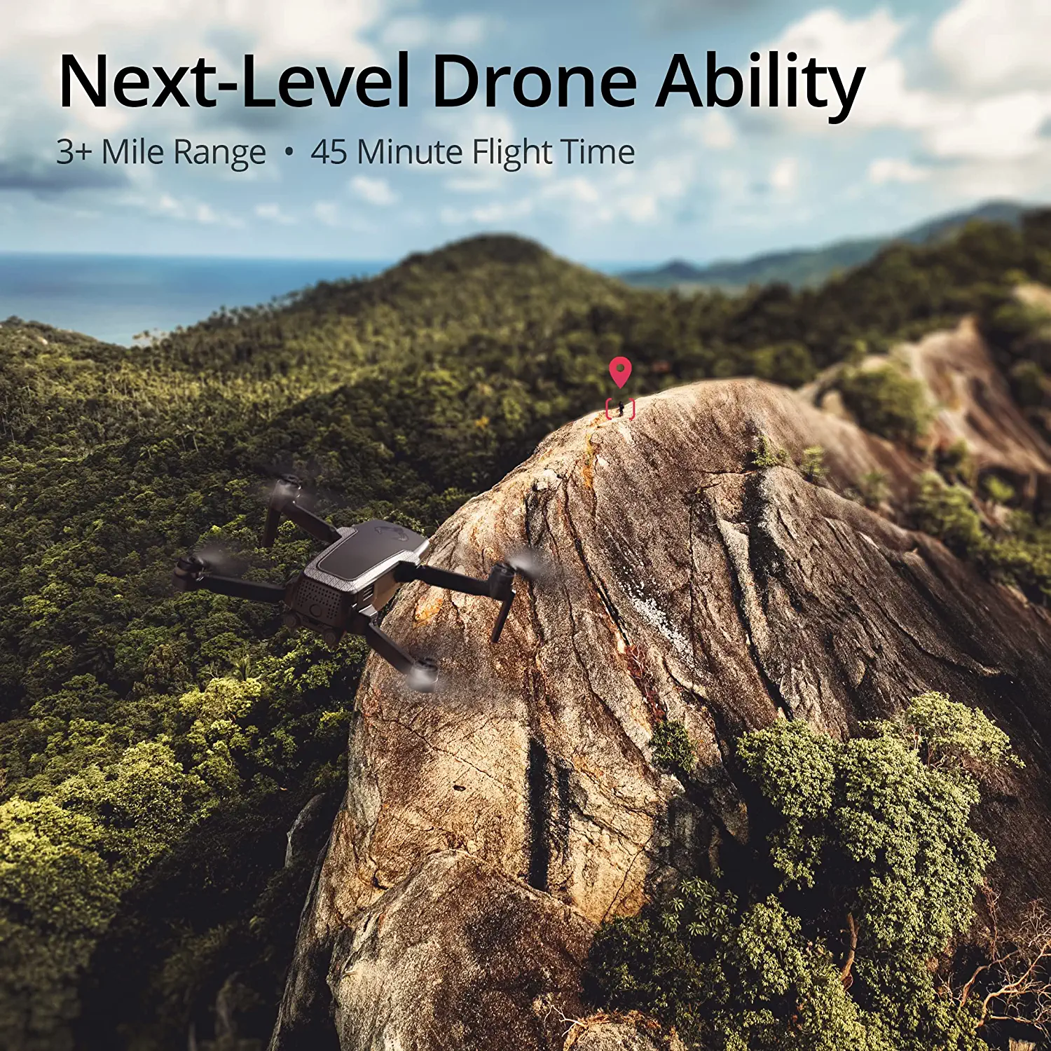 EXO Mini Drone - Professional 4K HD UHD Long Range Drone. 40 Minute Battery Life, 4K HD Camera, 5 Mile Range, 12MP Photo, Follow-Me, Return to Home, +15 more. Ready to Fly & Case Included Professional Camera Drone