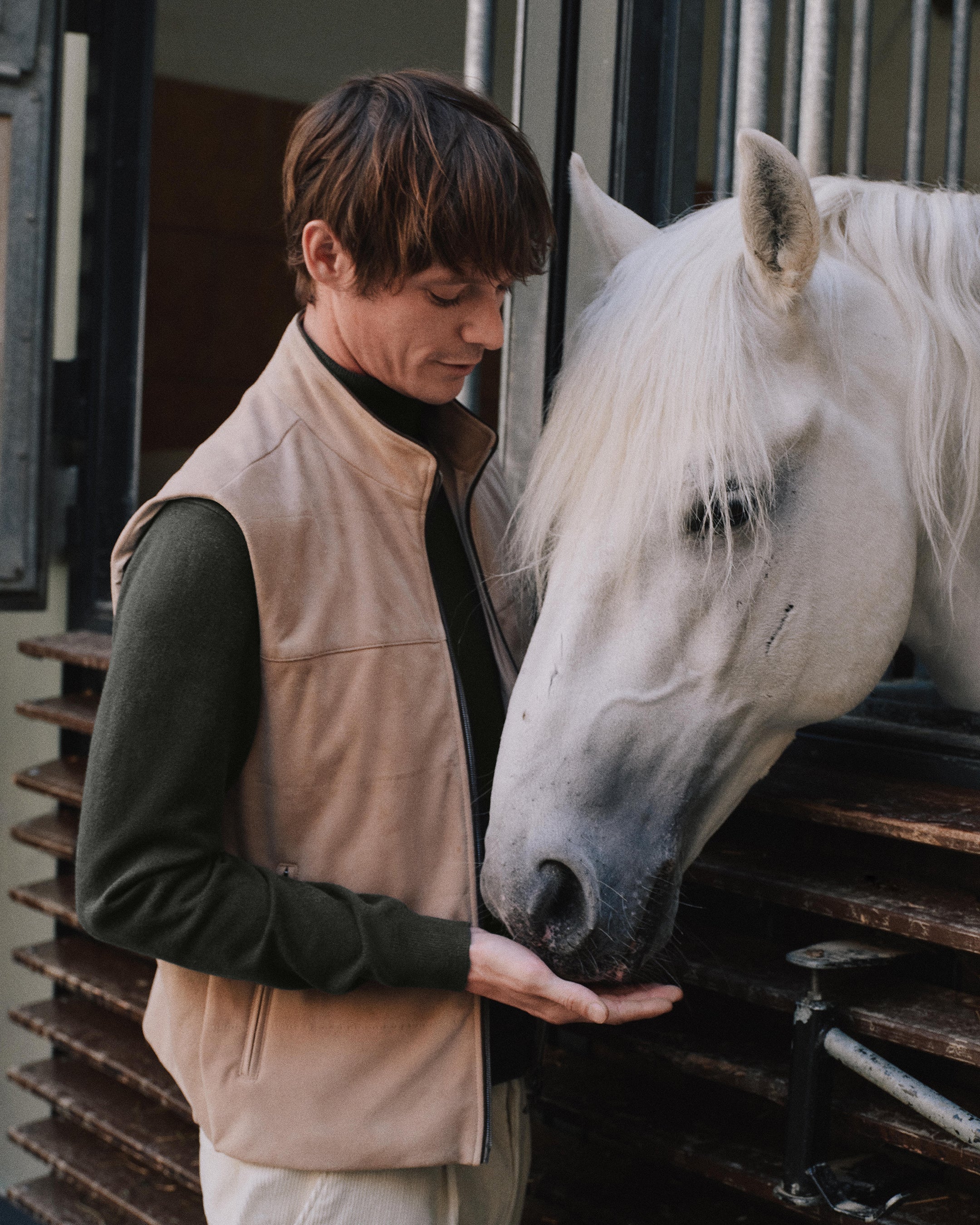 Men's Belgravia Suede Gilet Beige Brown
