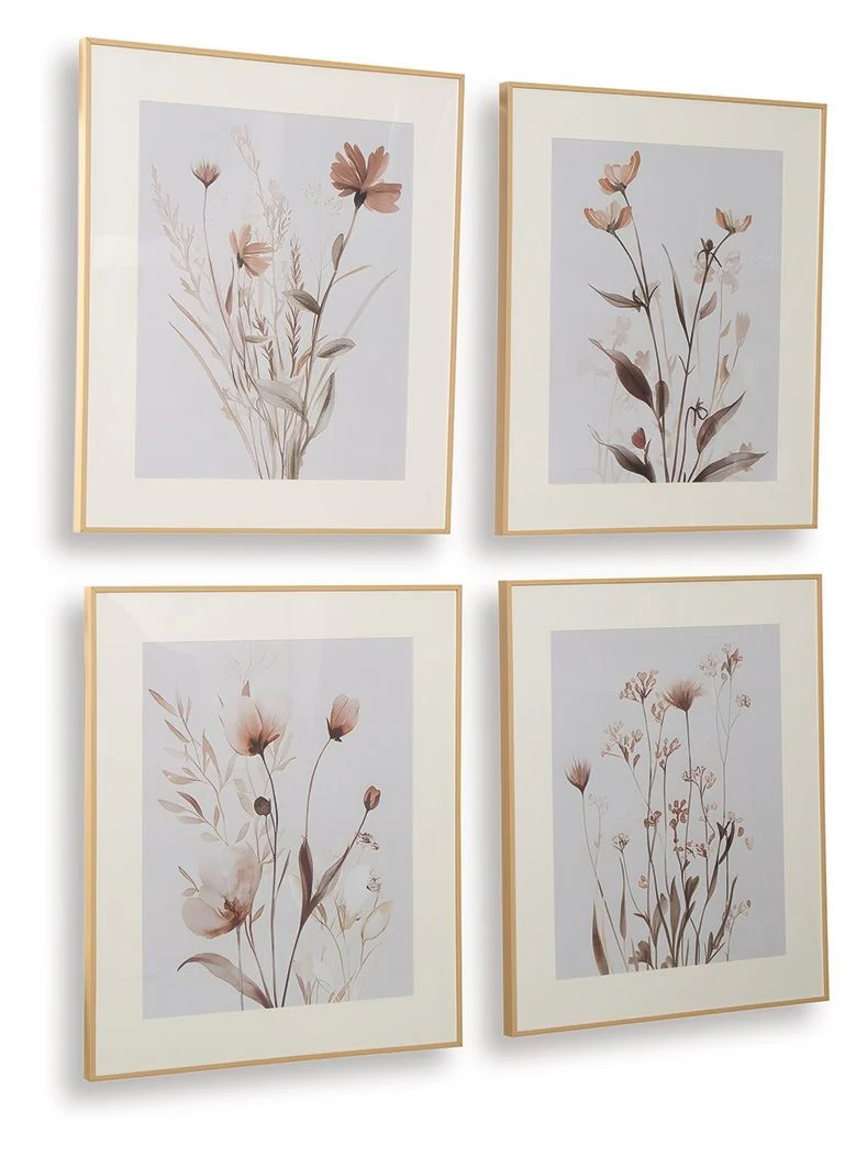 Chettings - Wall Art Set (Set of 4) - Beige / Gray / Blush