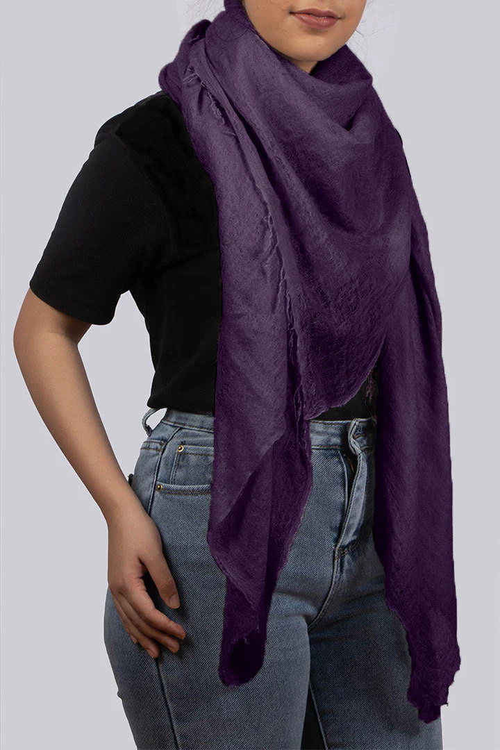 Handwoven Pure Cashmere Scarf Shawl in Purple
