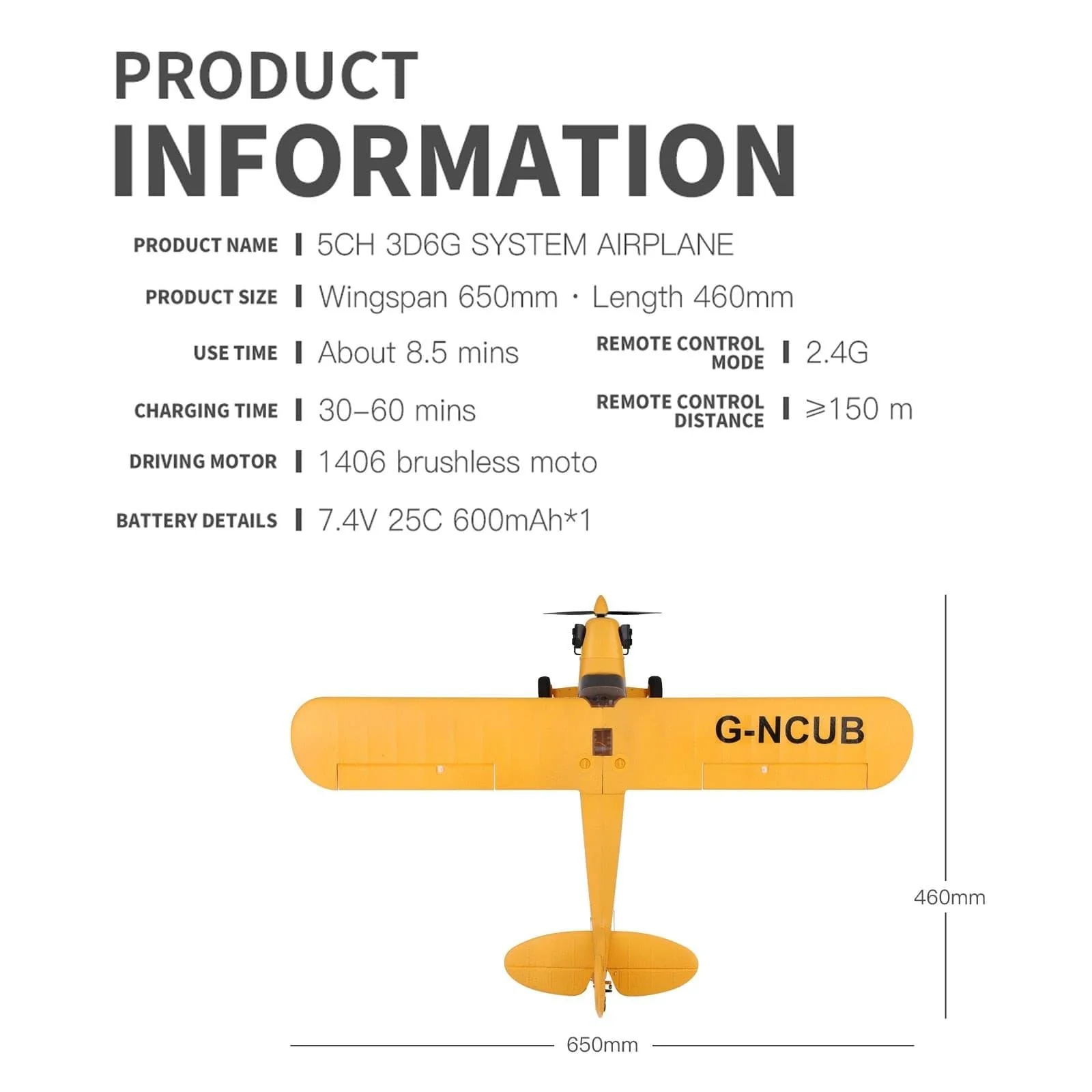 A160 RC Airplane - Outdoor Foam Fiexd Airplane 3D/6G 1406 Brushless Motor 2.4GHz 4CH Remote Control Airplane