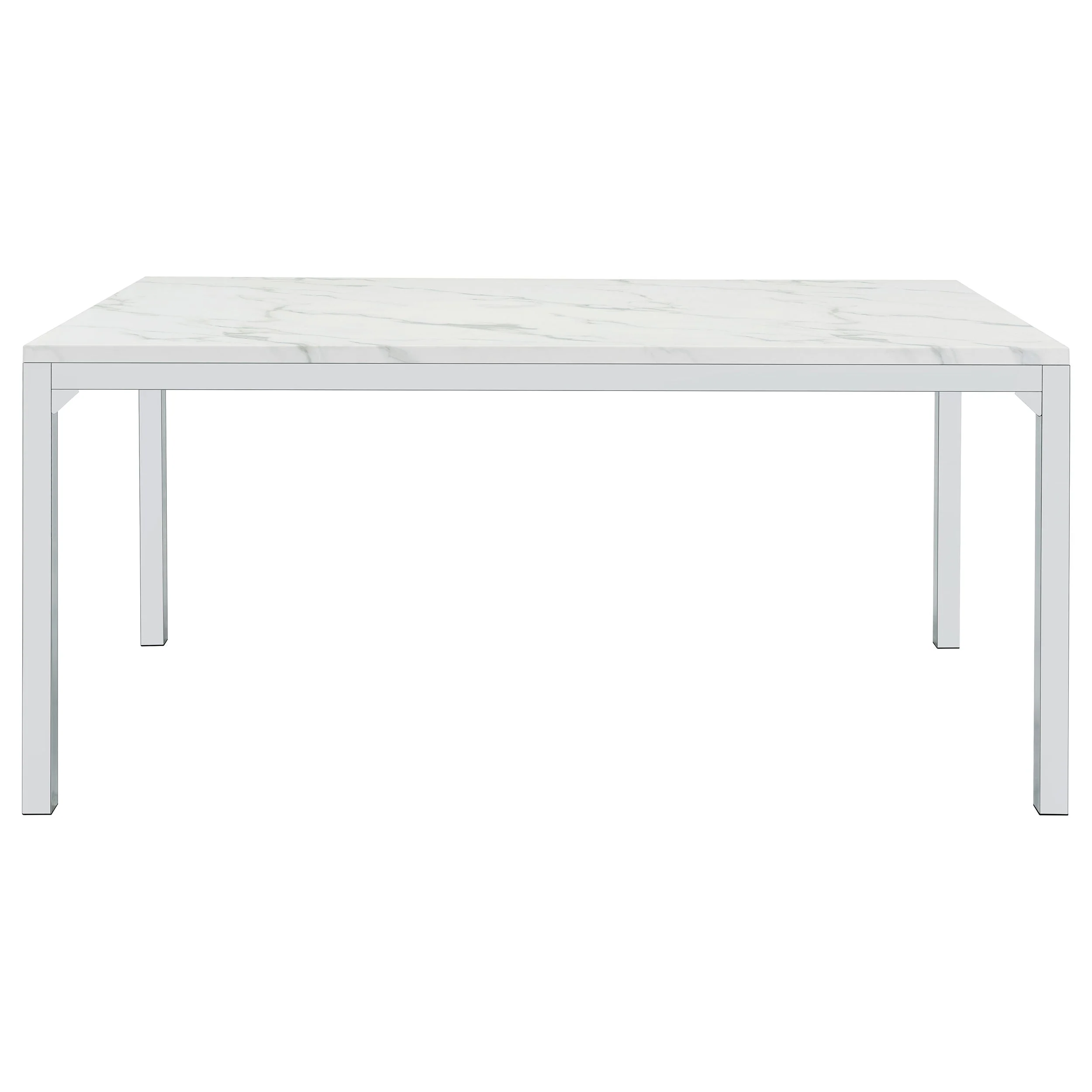 Athena Rectangular 64-inch Faux Marble Dining Table Chrome